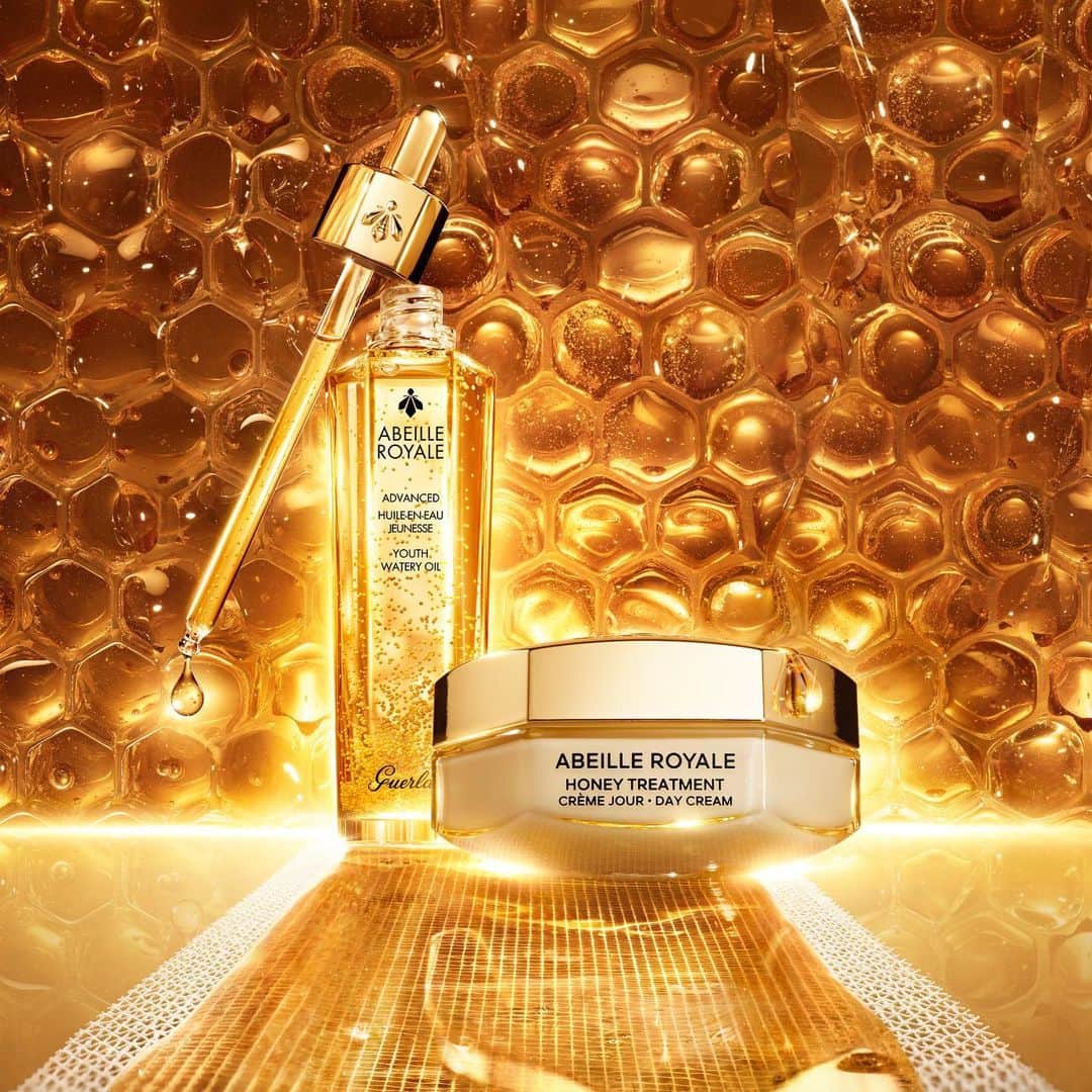 のインスタグラム：「ALL THE BUZZ 🐝 Stock up on beauty's superhero products, including @guerlain ‘s Abeille Royale Advances Youth Watery Oil and Honey Treatment Day Cream.」