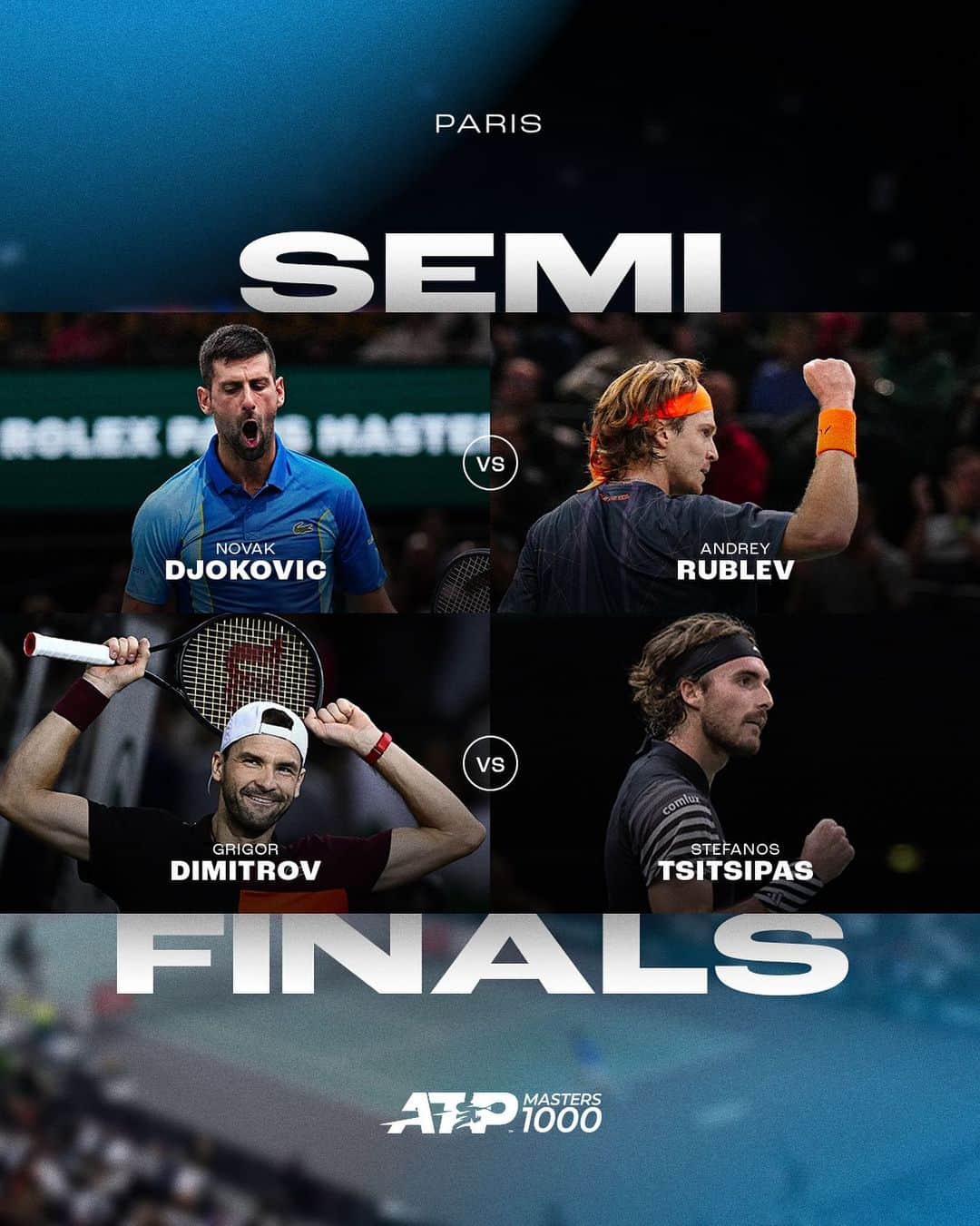ATP World Tourさんのインスタグラム写真 - (ATP World TourInstagram)「The final four! 🤌  Who you got to lift the 🏆?   @rolexparismasters | #RolexParisMasters」11月4日 9時14分 - atptour