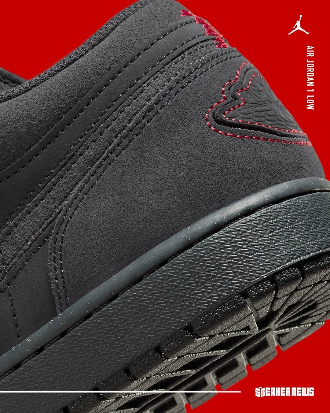 Sneaker Newsさんのインスタグラム写真 - (Sneaker NewsInstagram)「Red stitching appears on this all-grey Air Jordan 1 Low. A few more of these stitches, and these would be a Frankenstein AJ1! Tap the link in our bio for a closer look.」11月4日 11時00分 - sneakernews