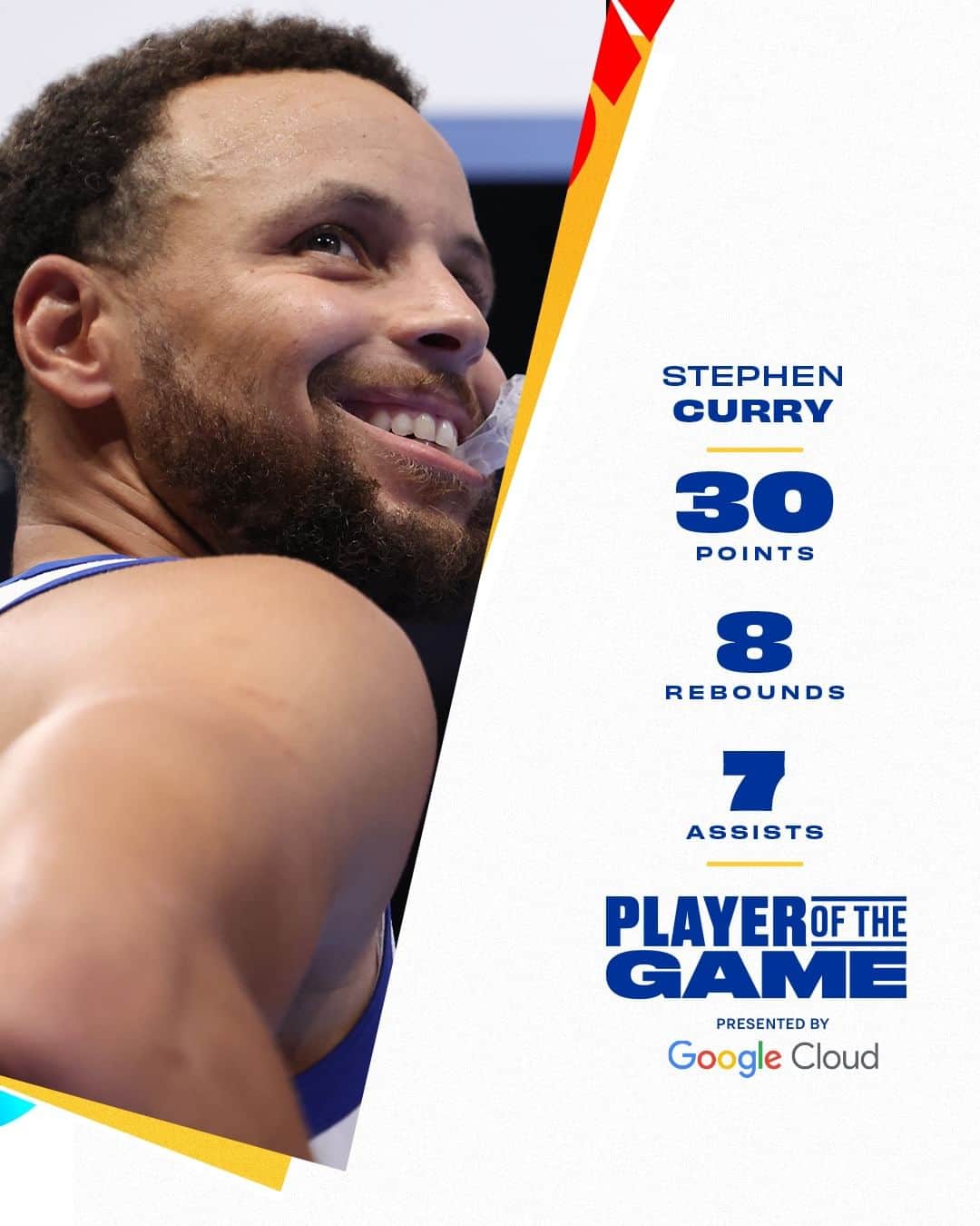 ゴールデンステート・ウォリアーズのインスタグラム：「9th career game-winning shot for 3️⃣0️⃣  Player of the Game, powered by @googlecloud」
