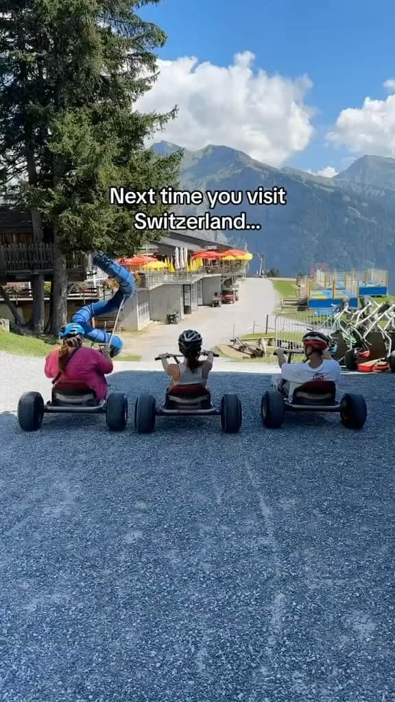 Live To Exploreのインスタグラム：「Feel the rush of mountain carting with @karinslaninova 🤩  💡 Imagine a thrilling fusion of go-carting and summer tobogganing. At Elm mountain lifts, you can rent mountain carts for an adrenaline-pumping adventure down a 4 km scooter run. The journey begins at the Ämpächli mountain station, where you’ll hop on your cart, and it concludes at the Elm gondola valley station.   Share the excitement with fellow adventurers! 🌟  📸 @karinslaninova via TT 📍 Sportbahnen Elm, Switzerland」