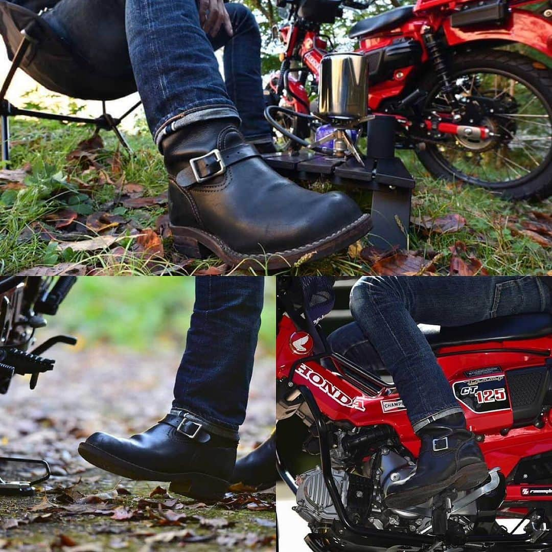 ウェスコのインスタグラム：「Bike Bros. 【WESCO BOSS×HONDA CT125】  ウエスコのエンジニアブーツ「BOSS」&クラス屈指の人気を誇るトレールモデル「HUNTER CUB」  今月から今まで以上に履き手とウエスコブーツにフォーカスした、新しいアプローチでの企画がスタートしました！ 記事にもあるようにスタイルにこだわるハーレー乗りを中心に大きな広がりを見せてきたウエスコブーツですが、「バイクライド」という意味ではハーレーに限定するものではありません。例えばコロナ禍中、気兼ねなくバイクライドが楽しめる乗り物として一気に盛り上がりを見せた小排気量の原付二種などもその火種となった一つでしょう。  「ウエスコブーツはワークブーツ」 アメリカはもちろん、日本でも仕事用として愛用されている方が多くいらっしゃいます。 ただ、その質実剛健で逞しいルックス、耐久性や防水性に優れたウエスコブーツは今やワークブーツというカテゴリーをも超えてオーナーと共にさまざまなシーンで愛用され続けています。  また、頼りになるライディングギアとしても多くの支持を得るウエスコブーツ。 その真意はなんなのか。 オーナーとブーツ、バイク、さらにはブーツのカスタムメニューなどを深堀りしていく企画です。 それでは、記念すべき第一回目となる記事を下記リンクよりご覧ください。  【Staff Blog】 https://wescojapan.blogspot.com/2023/11/bike-bros-wesco-bosshonda-ct125.html?m=1  @wesco_japan アカウントトップのURLからブログへリンクします。  #BikeBros #Boss #CT125 #HunterCub  #wesco #wescoboots #madeinUSA🇺🇸 #oregon #scappoose #since1918 #osaka #wescojapan #tokyo #wescoebisu #wescosetagaya」