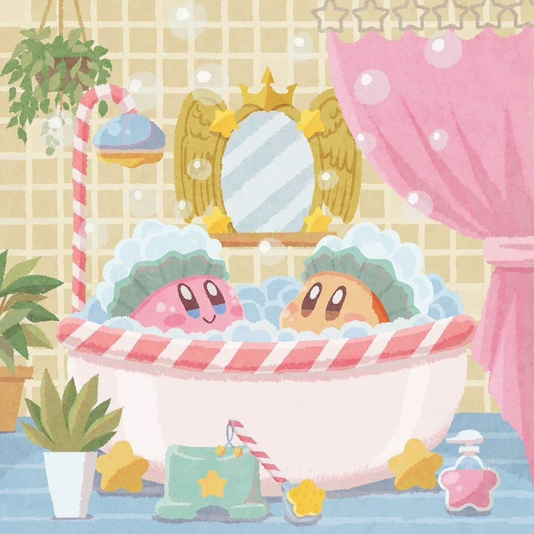 あらもんさんのインスタグラム写真 - (あらもんInstagram)「🛁お風呂タイム🛁  カービィ・スイートドリームスを元に。 癒しのバスタイムを描きました。  普段の絵からするとこの淡さは物足りなさを感じずにはいられないのですが…  公式のグッズイラストを見れば見るほどリスペクトです。ひとつひとつが丁寧にデザインされており、カービィの魅力を引き出しつつ調和のとれた可愛らしい世界観が表現されて。 尊敬です。カービィワールド、もっと広がってください。応援しています。  #カービィ #星のカービィ  #イラスト #イラストグラム  #kirby #fanart #illustration #illust  #illustgram  #drawing  #clipstudiopaint #お風呂 #bathroom #癒し #relax」11月4日 19時12分 - mikuro8423