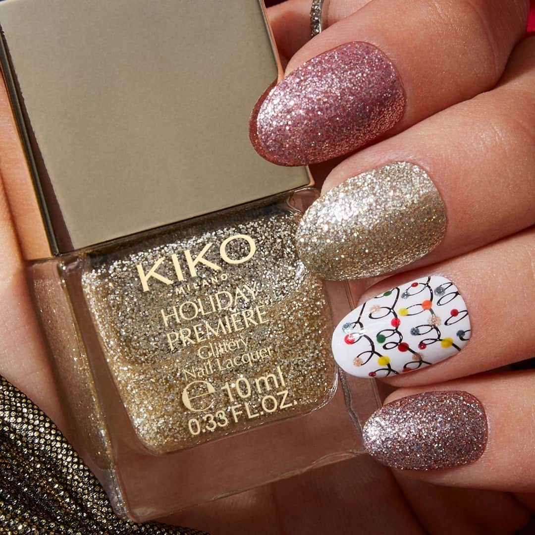KIKO MILANOのインスタグラム：「Dive into the sparkliest season with our #KIKOHolidayPremiere Glittery Nail Lacquer 💅 Wear it solo for an elegant statement or layer it over your favorite nail polish for an extra touch of glam ✨⁣ ⁣ Glitter Nail Lacquer 01, 02, 03 - New Power Pro 03 - Smart Nail Lacquer 09, 58, 87⁣」