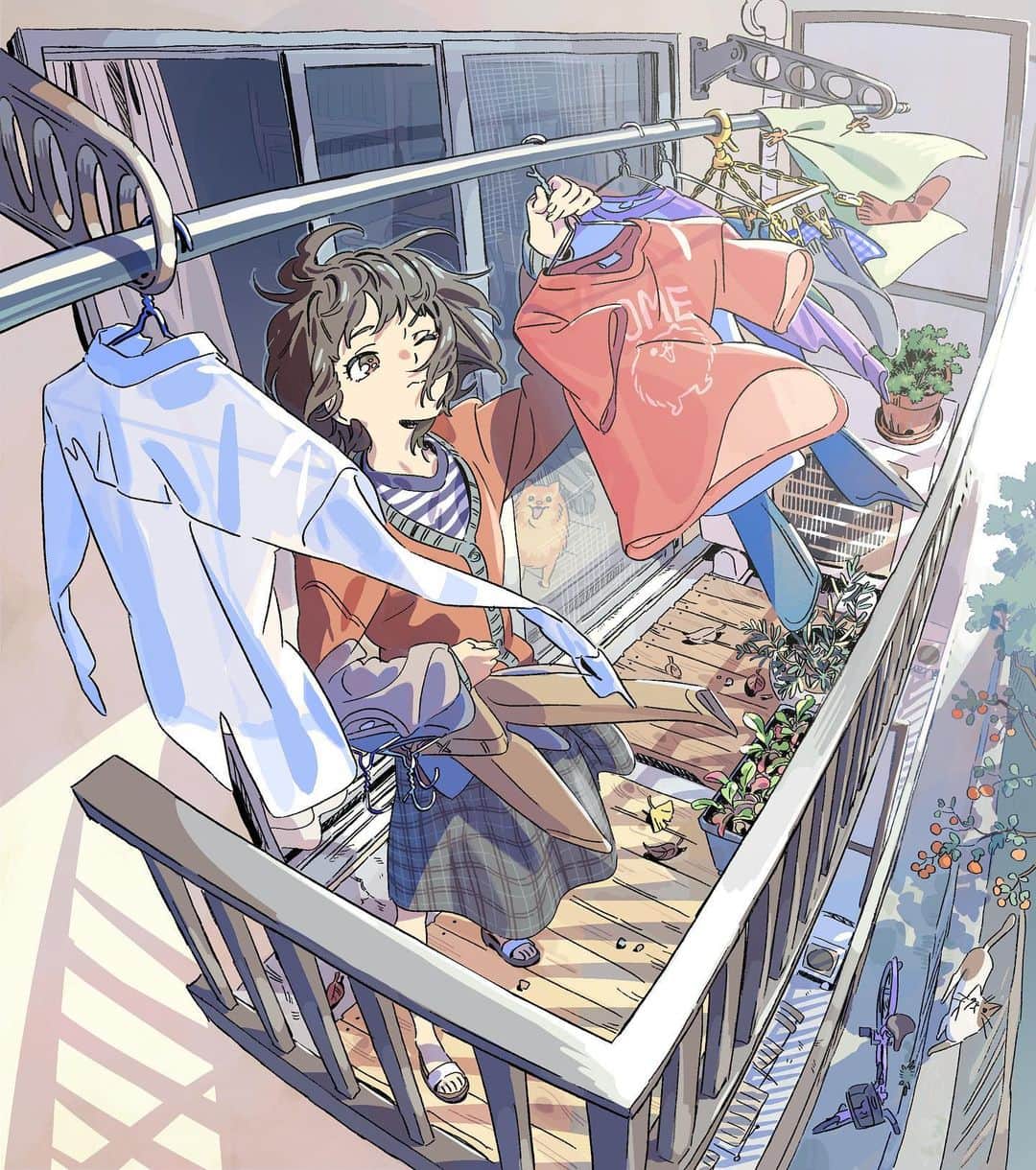 刈谷仁美のインスタグラム：「連休はまとめてお洗濯  #illustration #drawing」