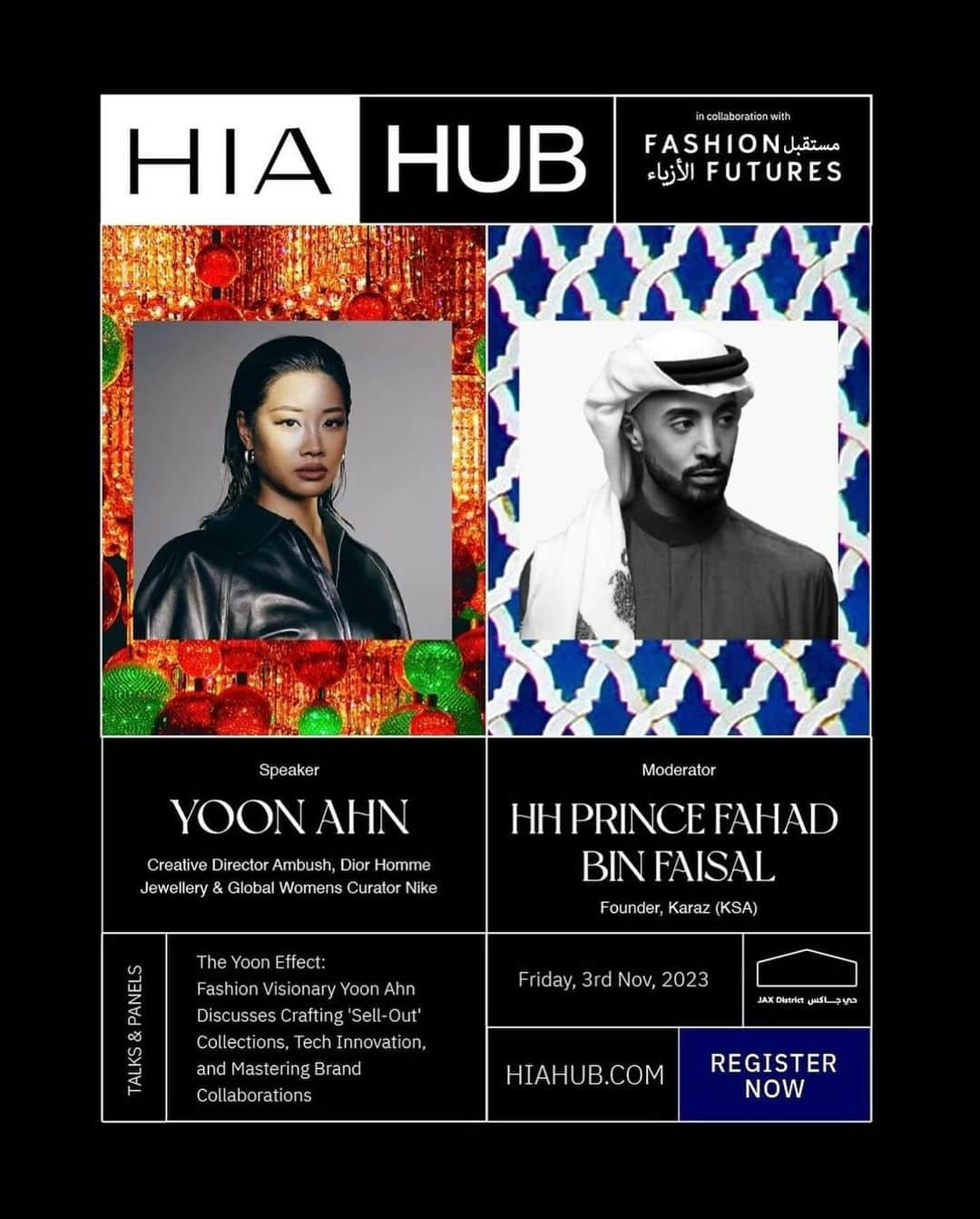 YOONさんのインスタグラム写真 - (YOONInstagram)「36 hours in #SaudiArabia w/ @hiahubofficial. Thank you for having me on the panel! 🖤🫶🏽」11月4日 21時19分 - yoon_ambush