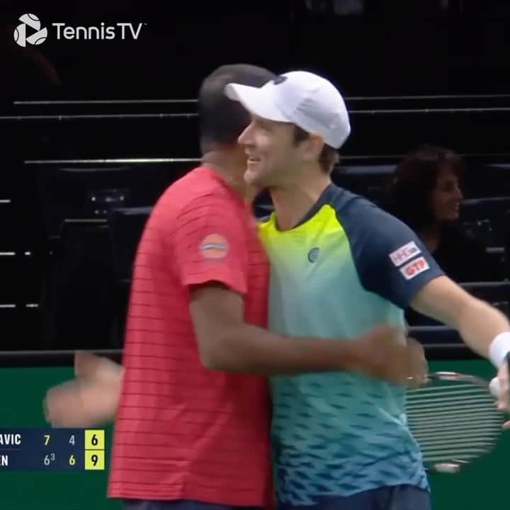 ATP World Tourのインスタグラム：「What a way to seal it 🚀   Third seeds @rohanbopanna0403 & @matt_ebden come from a set down to defeat Haliovaara/Pavic 6-7(3), 6-4, [10-6] and reach the final in Paris!!!   @rolexparismasters | #RolexParisMasters」
