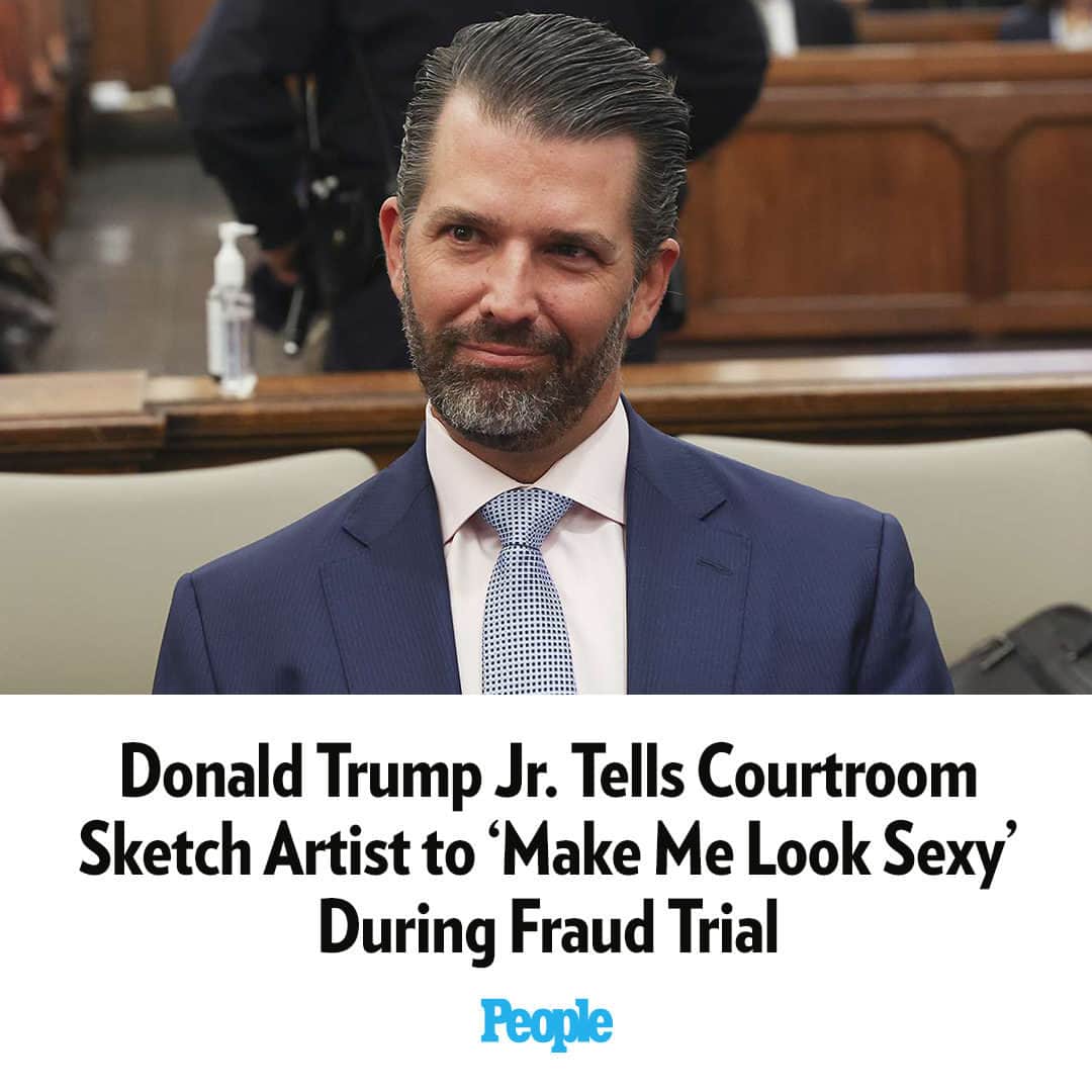 People Magazineさんのインスタグラム写真 - (People MagazineInstagram)「Donald Trump Jr. had one request for the courtroom sketch artist illustrating his Thursday testimony in a Manhattan fraud trial: "Make me look sexy."  Read the full story in our bio link. | 📷: Bloomberg via Getty」11月5日 4時00分 - people