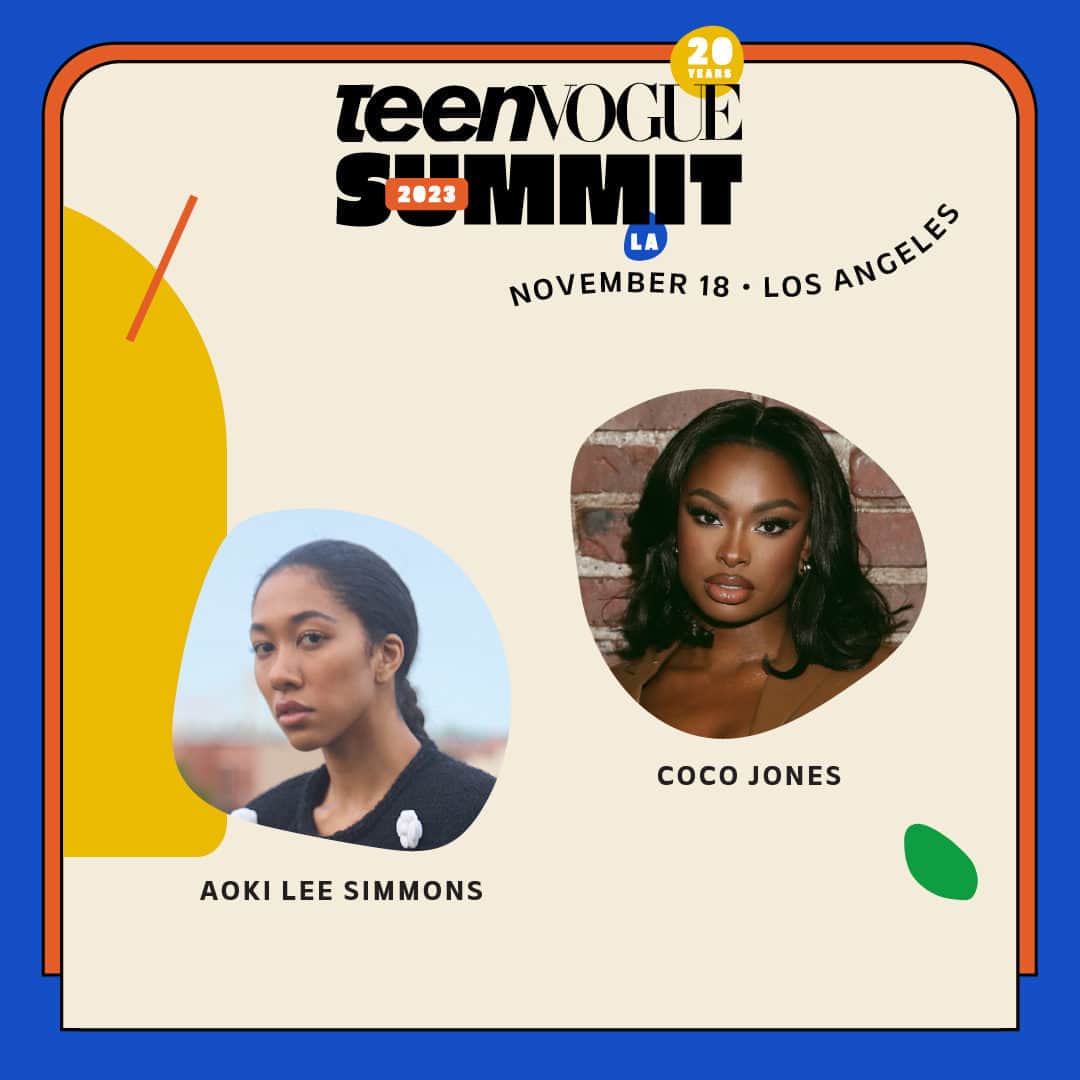 Teen Vogueのインスタグラム：「#TeenVogueSummit is just two weeks away 😍 Join #AokiLeeSimmons, #CocoJones, and more in LA on Nov. 18 for a day of live music & inspiring conversations ⚡️ Get your tickets at the link in bio.」