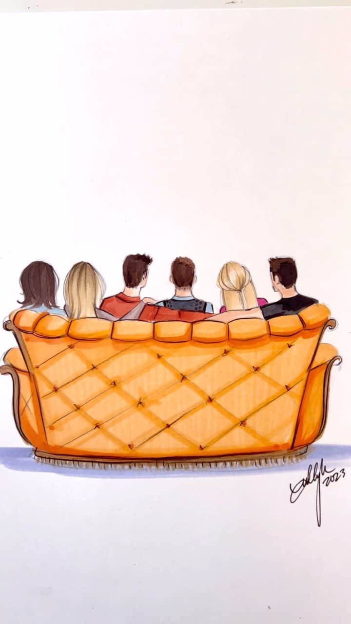 Holly Nicholsのインスタグラム：「I’ll be there for you ❤️ #friendstvshow #fashionillustration #asmr #copic #illustration #matthewperry #copicmarkers #centralperk」