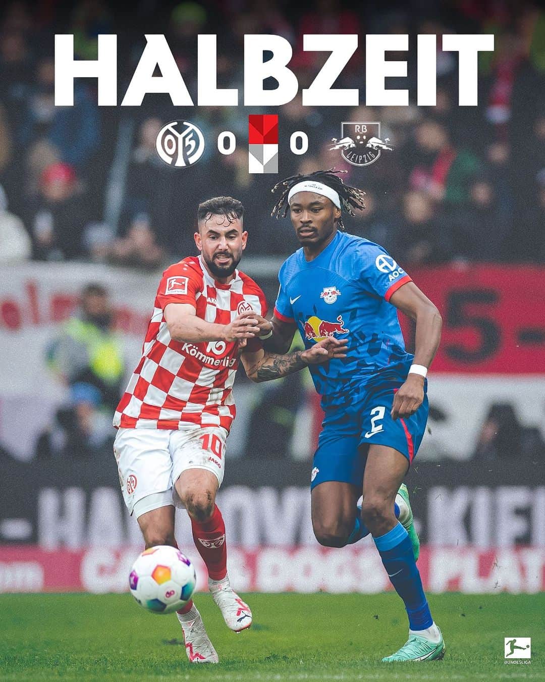 1.FSVマインツ05のインスタグラム：「Keine Tore in Halbzeit 1. Wir stehen hinten kompakt. Jetzt vorne angreifen!   #Mainz05 #M05RBL」