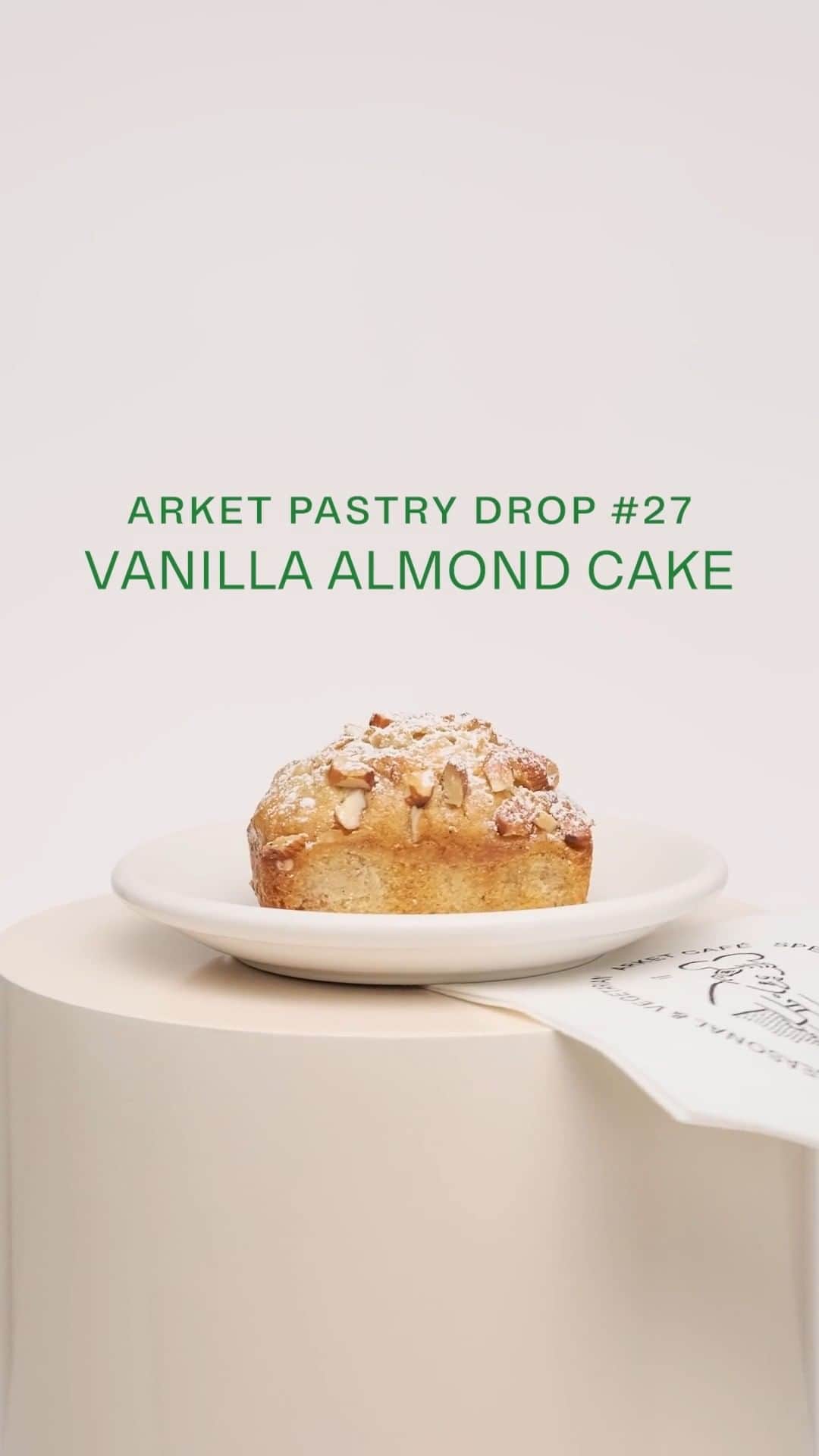 ARKETのインスタグラム：「Introducing PASTRY DROP™ #27: Vanilla Almond Cake. The PASTRY DROP™ is a biannual sweet treat available for a limited time. Now available at your local café. - #ARKET」