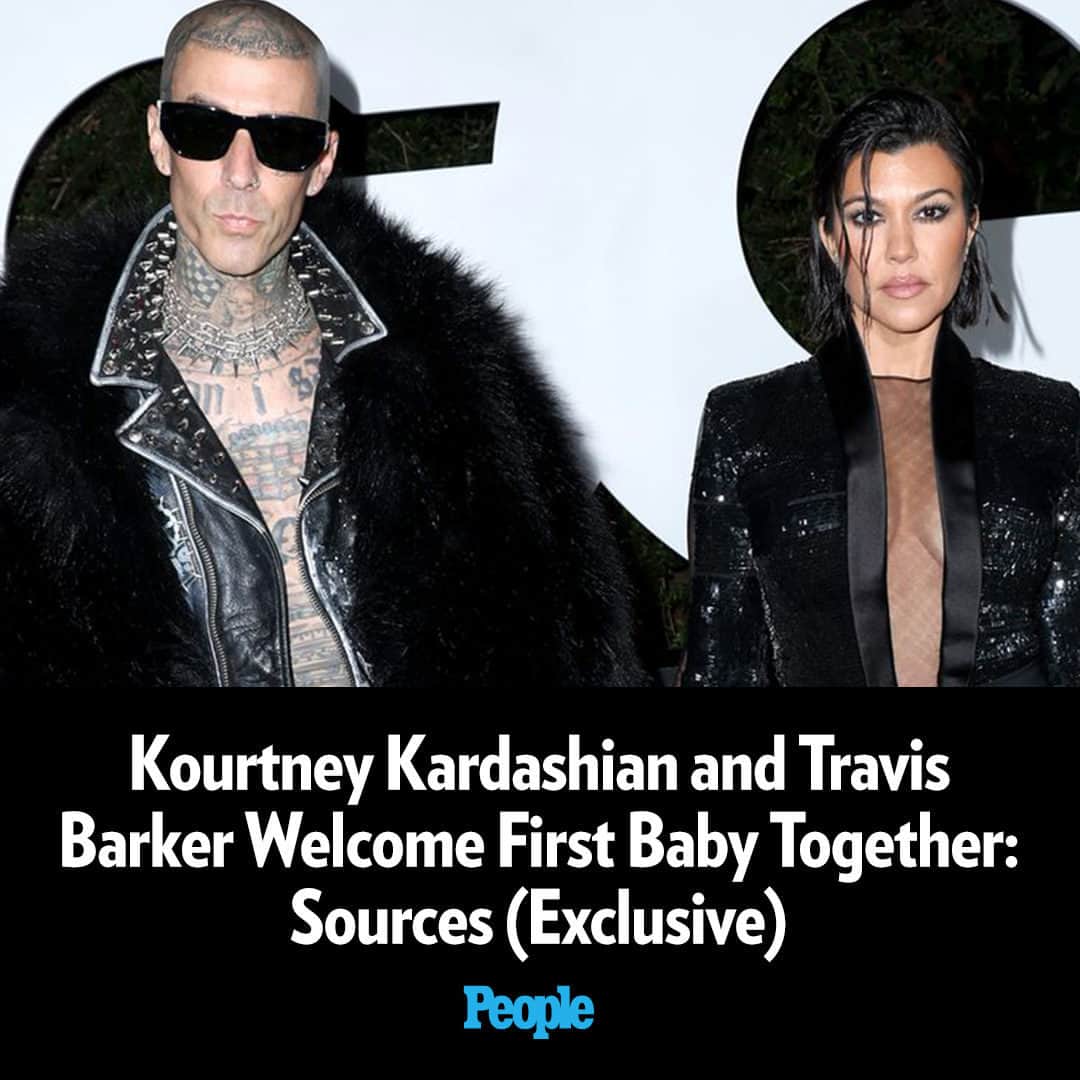 People Magazineのインスタグラム：「Kourtney Kardashian Barker and Travis Barker are parents again! 🍼 The Lemme founder and the Blink-182 drummer have welcomed their first baby together, sources confirm exclusively to PEOPLE.  More details in our bio link! | 📷: Getty」