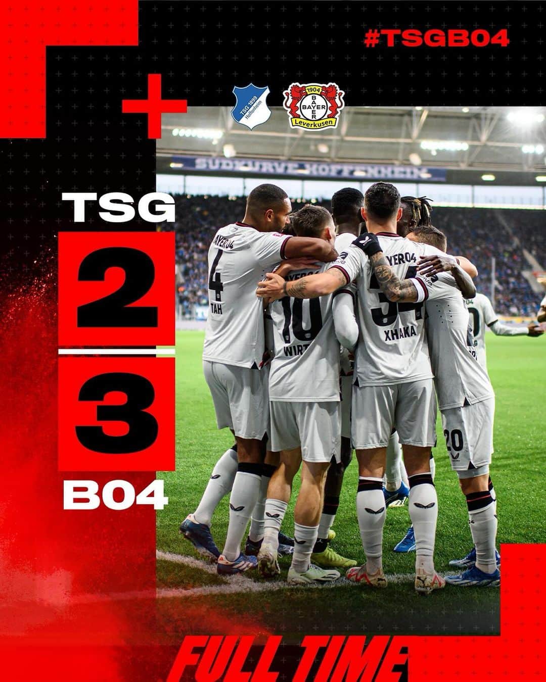 バイエル・レバークーゼンのインスタグラム：「Tough away win in the books! 🦾  #TSGB04 2-3 #Bundesliga #Bayer04 #Werkself」