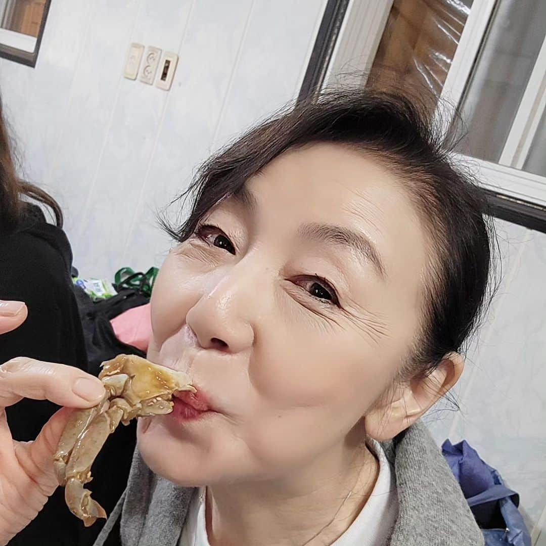 音無美紀子さんのインスタグラム写真 - (音無美紀子Instagram)「韓国キムジャンツアー、２日目。 いよいよメインイベントのキムチ作り体験。 朝5時半集合、一路、忠南唐津へ出発。ここは姜先生のご主人の伯母さんの家。 チャーターしたバスで３時間。 朝焼けの美しいこと。 到着すると、伯母さんや息子さんや親戚の方々が、何日も前から準備してくれた心尽くしの朝食を頂きました。 中でもケジャン❗ もうもう大感激❕こんな美味しい蟹を食べたことありません。 足長蛸のお鍋も美味しいこと！！！ 朝からテンション上がります。  最高の初日、次の投稿をお楽しみに。 #キムジャンツアー #ミセスカン先生の料理教室 #ケジャン #韓国の旅」11月5日 11時16分 - mikikootonashi