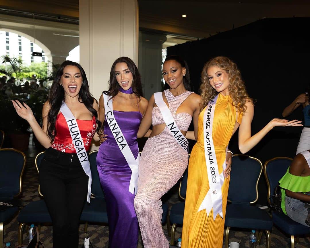 イリス・ミトゥネールのインスタグラム：「#UniverseUnited at registration and fittings day ✨  #72ndMissUniverse #MissUniverse」