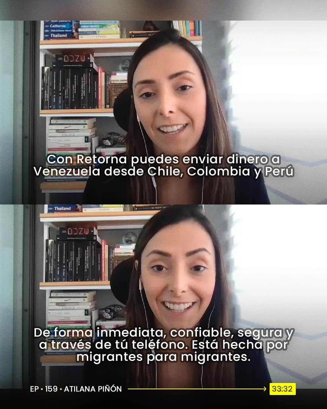 Erika De La Vegaさんのインスタグラム写真 - (Erika De La VegaInstagram)「Atilana Piñon creó @retorna.app con un propósito: ser la mano amiga de todos los migrantes. En este episodio nos cuenta cómo decidió buscar una solución a esta necesidad que no solo ella atravesaba, sino también miles de venezolanos en el exterior al momento de enviar dinero a sus familiares en Venezuela.  Escucha esta historia de emprendimiento en todas las plataformas de audio: spotify, google podcasts, apple podcasts, amazon music y en mi canal de youtube.  #ErikaDeLaVega #podcast #retorna #remesas #venezolanos」11月5日 4時14分 - erikadlvoficial