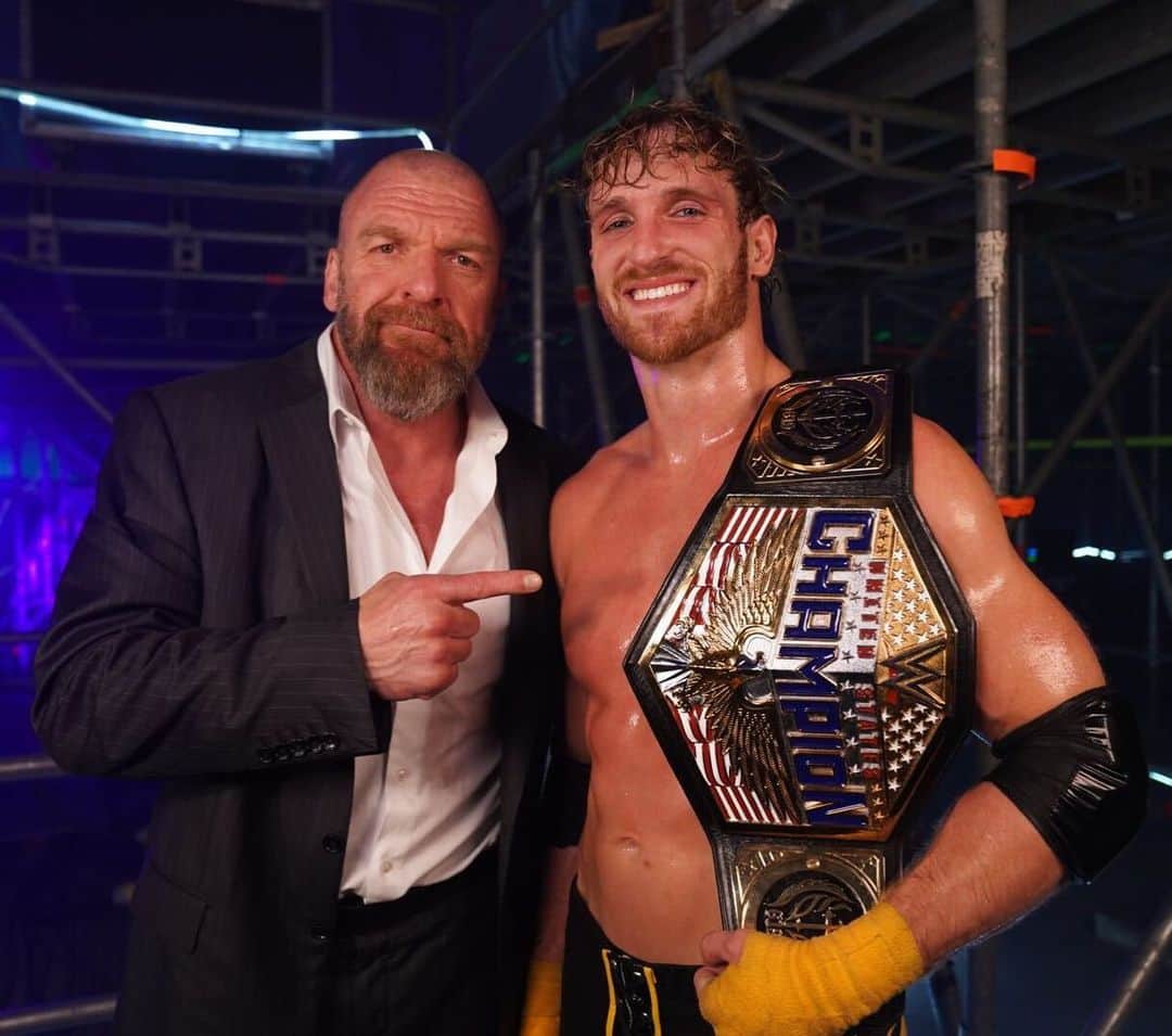 WWEのインスタグラム：「Just 8 matches into his career, @loganpaul has cemented his place in the world of sports entertainment... and now, he’s got the hardware to prove it.  Congratulations to your new U.S. Champion, “The Maverick” Logan Paul. #USTitle #WWECrownJewel」