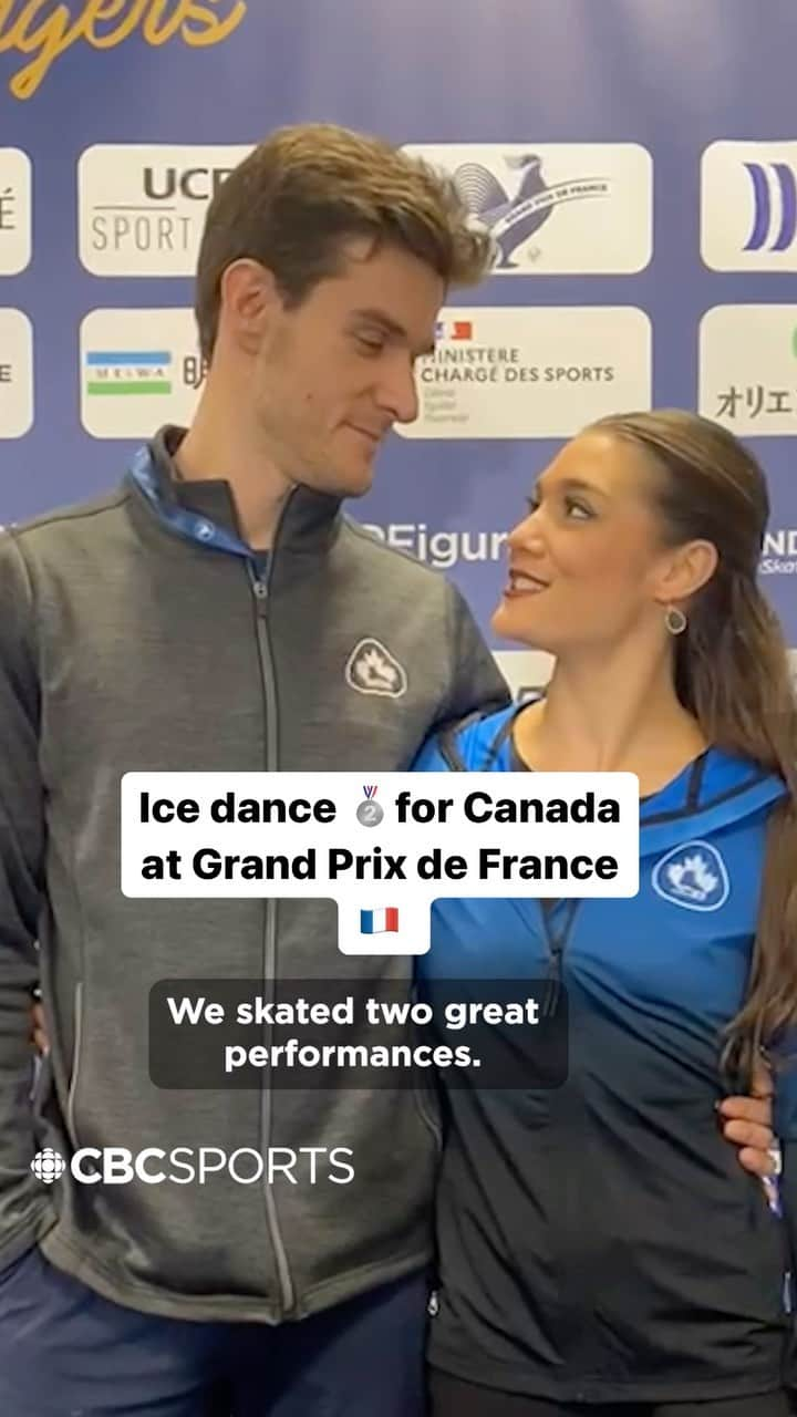 Skate Canadaのインスタグラム：「Feeling the love in France ❤️🇫🇷  In their Grand Prix season debut ice dancers Laurence Fournier Beaudry & Nikolaj Soerensen glided to ice dance silver at Grand Prix de France 🇫🇷  Full story on cbcsports.ca  🎥: @skate_canada」