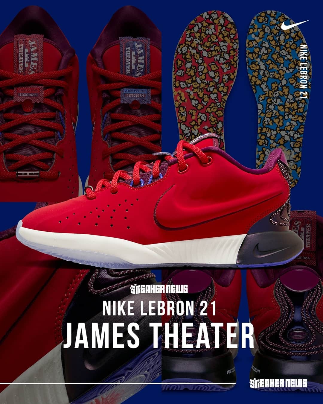Sneaker Newsさんのインスタグラム写真 - (Sneaker NewsInstagram)「@kingjames' career has been a MOVIE 🍿⁠ This Nike LeBron 21 "James Theater" drops in kids sizes this month; hit the link in our bio for a closer look.」11月5日 7時00分 - sneakernews