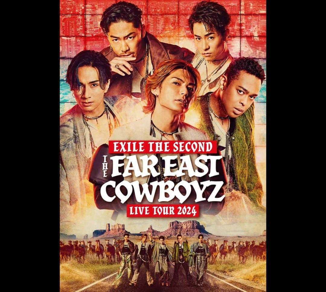 AKIRAのインスタグラム：「2024年アリーナツアー開催‼  EXILE として2023年 7月22日 台湾 2023 Super Slippa12 出演 12月9日  EXILE海外初単独公演 決定  アジアへ新たな挑戦を果たした5人  2024年  EXILE THE SECOND LIVE TOUR 2024 “THE FAR EAST COWBOYZ” 開催決定!!  アリーナのステージで EXILE THE SECOND が観せる 無限のENTERTAINMENTで日本を席巻!!  JAPANESE SPIRITSと共に 新たな旅が始まる  #TheFarEastCowboyz」