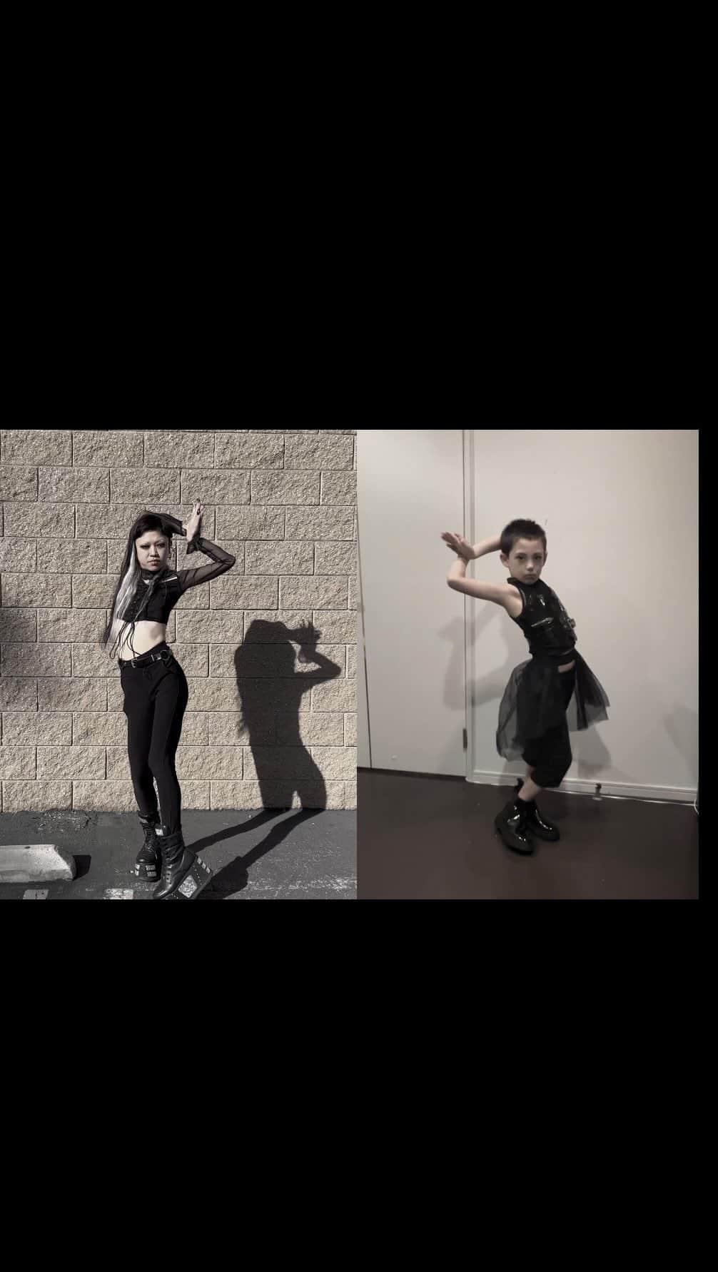 Aya Satoのインスタグラム：「Dancing with my little star  Mia 🖤🫶  She has been taking my online class !  I’m so happy seeing her growth .   Song by one and only Madonna 🖤  vogue boyfriend remix . Choreographed by  myself.」