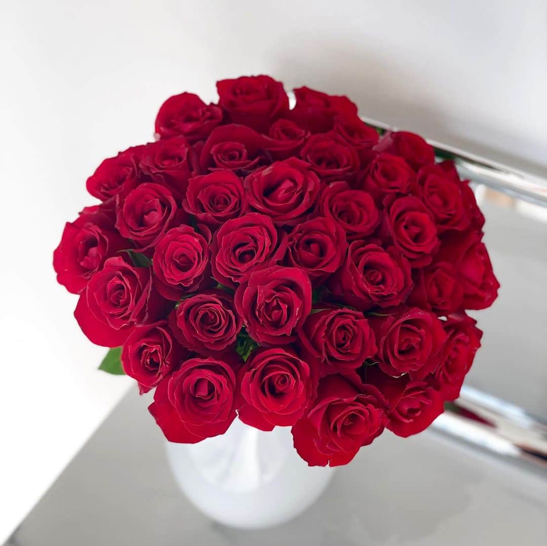 吉田美紀のインスタグラム：「・ ・ 毎日夏日が続いてびっくりしちゃう。 そんな東京の三連休。 素敵な日曜日を🥀  ストーリーに頂いた質問、 今日もゆっくり返していきます♡  #rose #flowers #バラ #お花のある暮らし」