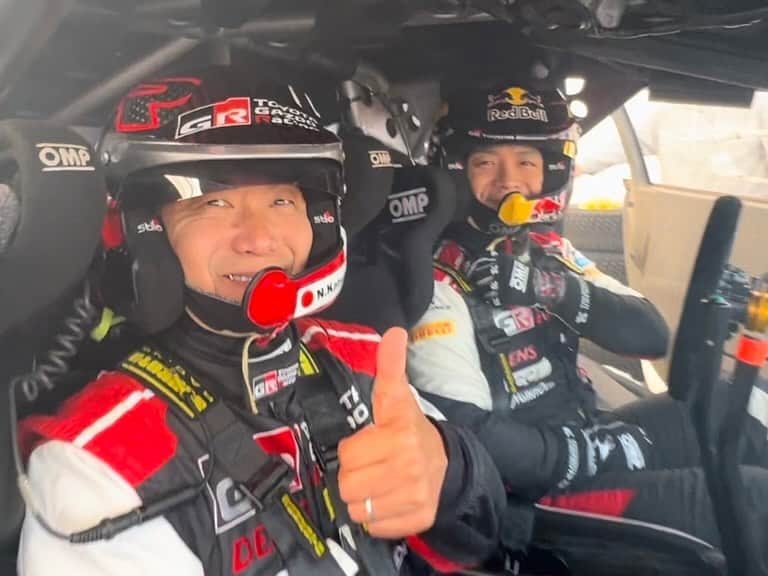 勝田貴元のインスタグラム：「今日は #ジャパンモビリティショー にてデモラン&トークショーです！ GRYaris Rally1, SUBARU WRX STI, GRYarisに乗り、モリゾウさん、世界の新井さん、父 @norihiko.katsuta と共演です😎  【Rally Japan 決起大会】 ステージトークショー 10:15~ デモラン 1回目 11:45~ デモラン 2回目 15:30~  #TK18」