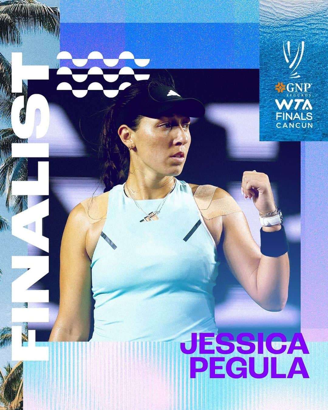 WTA（女子テニス協会）のインスタグラム：「9️⃣-0 in Mexico ✅ 5️⃣1️⃣-0 after winning the opening set ✅  @jpegula is on fire in Cancun, and is into her first GNP Seguros @wtafinals final! 🔥  #WTAFinals #GNPSegurosWTAFinalsCancun」
