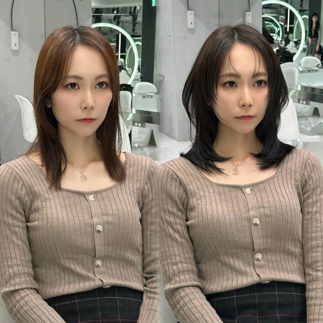 中村雄樹のインスタグラム：「ソフトウルフな感じが今っぽいカットデザインです。カラーはブルーブラックで透け感のある暗髪です:網紅ヘア🇨🇳 . . 『10代〜30代限定 指名料サービスcoupon🎟️』 📛レイヤーカット＋高保湿トリートメント  ¥5,500 📛レイヤーカット＋ワンメイクカラー＋高保湿トリートメント ¥9,900 📛レイヤーカット＋デザインブリーチ ¥18,700 ※指名料¥3,300がサービスになります ※カラーメニューは別途ロング料金有 . . . 2023/9/1 New Open REDEAL SHIBUYA. . 中華美人叶う網紅ヘア🇨🇳になれるヘアサロン✂︎ :wang hong hair  . . @redeal_hair  .  ⚪️#ディスコネレイヤーカット ⚪️ . "繋げていない" レイヤーカットを称して ディスコネレイヤーカットと名付けました。  近年ショートスタイルでは定番化していたディスコネ。これをボブ〜ロングに生かしたカットデザインです。 . REDEALではブリーチカラーのお客様も多いのですが、 レイヤーは入れすぎるとハイトーンは特に "中間がパサつく"ので傷んで見えます。 ですがこのレイヤーカットはそれがないです。 . . "繋げてない"からこそのメリットを大きく5つに分けると . ⚪️軽くなり過ぎずに"巻きやすい毛束"を作れる ⚪️"中間がパサつかない"ので傷んで見えない ⚪️全体の"重さ"は残るのでスカスカしない ⚪️繋げないところがあるため工程が少なくカット時間も短い ⚪️後ろにはレイヤーが少ないので寝癖になり辛い . . REDEAL考案の "ディスコネレイヤーカット" 鏡越しの毎朝が楽しみになります。  . . . 🔍REDEAL SHIBUYAのカラーの"こだわり" . こちらにupさせて頂いてるスタイルは基本 "1ブリーチ"での仕上がりが多いです。 理由として、 . . 🔍低温ブリーチでの施術 :当日の施術時間は熱を出さないためにじわじわブリーチ致します . 🔍入念に行う"カウンセリング" 現在の状態と"なりたいイメージ像"の可能かどうかも含めてか擦り合わせてなるべく1ブリーチで理想の仕上がりになる計画を一緒に立てます。 . . . .  . . . . . . . 🟡ご新規のご予約方法🟡 基本はREDEAL SHIBUYA のホットペッパーかお電話よりご予約ください。 . 🟥ホットペッパー （アプリ又はGoogleで大宮REDEAL SHIBUYAで検索） 🟨 📞 03 6416 9152 . ※基本的に営業時間以外もご予約できるのとポイント付くのでホットペッパーを推奨しております . 【お問い合わせ方法】 お電話のみとさせて頂きます。 🟨📞 03 6416 9152 . . . 🟡メニューの選び方🟡 .  【✂︎カット✂︎】 ⚪️ディスコネレイヤーカット 重さを残したレイヤースタイルをされたい方はこちらのメニューを選択してください。 ⚪️トリミングカット 乾いた状態でカットが完結するレベルの毛量調整や毛先の調整の方はこちらがおすすめです。 ⚪️デザインカット 上記２つ以外のショートやボブカット等々ご希望の方はこちらのメニューをお選びください。 . ※基本当日追加可能です✂︎ .  【🎨カラー🎨】 メニューがわからない場合 🔴ブリーチ有メニュー（4〜5時間前後） 🔵ブリーチ無メニュー（2時間前後） どちらかでご予約頂けましたらある程度お時間に限りはござまいすが当日変更等の対応はできますのでご安心ください。その日の気持ちをカウンセリングさせて頂き、ご提案をさせて頂きます  【🌿トリートメント🌿】 基本的に10分前後の施術になります。 事前のご予約、当日の変更も対応可能です。 . . ※施術料はその日の適切な金額をカウンセリングでお伝え致しますのでご安心ください ※ご予約状況でメニュー変更が難しい場合もございますので予めご了承ください . .  . . . REDEAL SHIBUYA . 東京都渋谷区宇田川町3-10 いちごフィエスタ渋谷3階  . 渋谷美容室 カミカリスマ "受賞"ヘアサロン . . . . . . . .  .  #レイヤースタイル #小顔カット #小顔ヘア #アッシュグレー #ワンカール  #中国ヘア #レイヤー #レイヤーカット #ワンホンヘア  #レイヤーカットロング  #ダークトーンカラー #ザクザクレイヤー #ウルフヘア #渋谷美容室 #東京美容室  #ミディアムレイヤー #後毛 #後毛カット #サイドバング #渋谷レイヤーカット  #ロングウルフ #フェイスレイヤー #姫カット #ミディアムウルフ #ウルフカット」