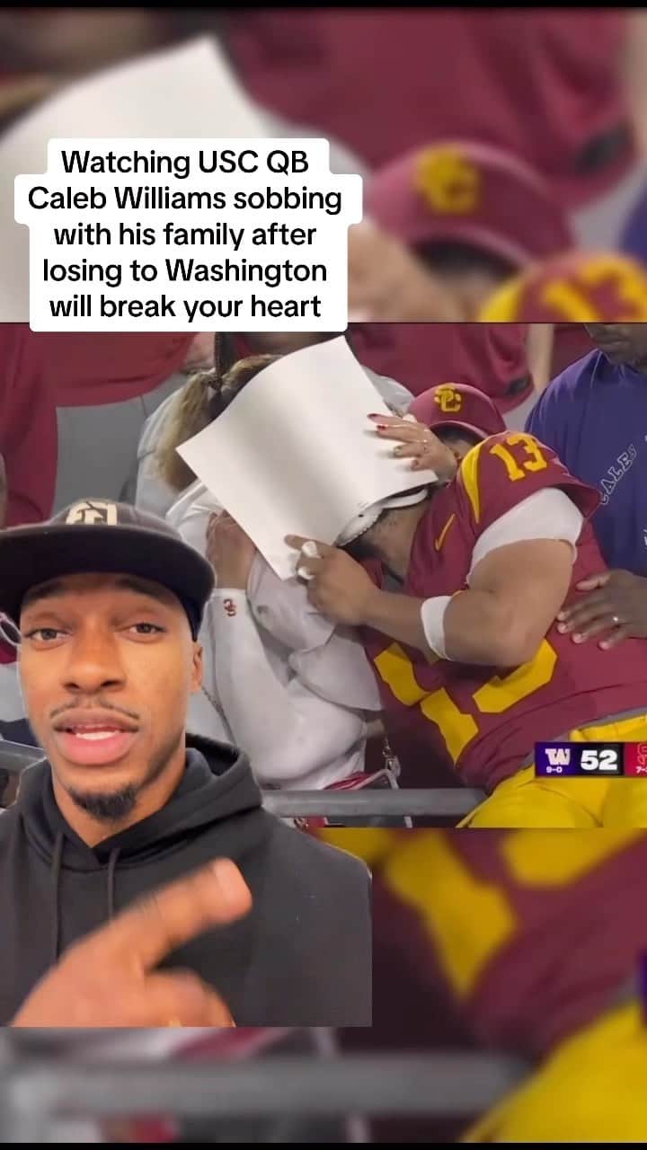 ロバート・グリフィン3世のインスタグラム：「Watching Caleb Williams sobbing with his family after losing the game will BREAK YOUR HEART. This young man pours his heart out for his team EVERY TIME he plays. Any NFL team would be lucky to have him as their QB and this emotion shows how much this game means to him.」