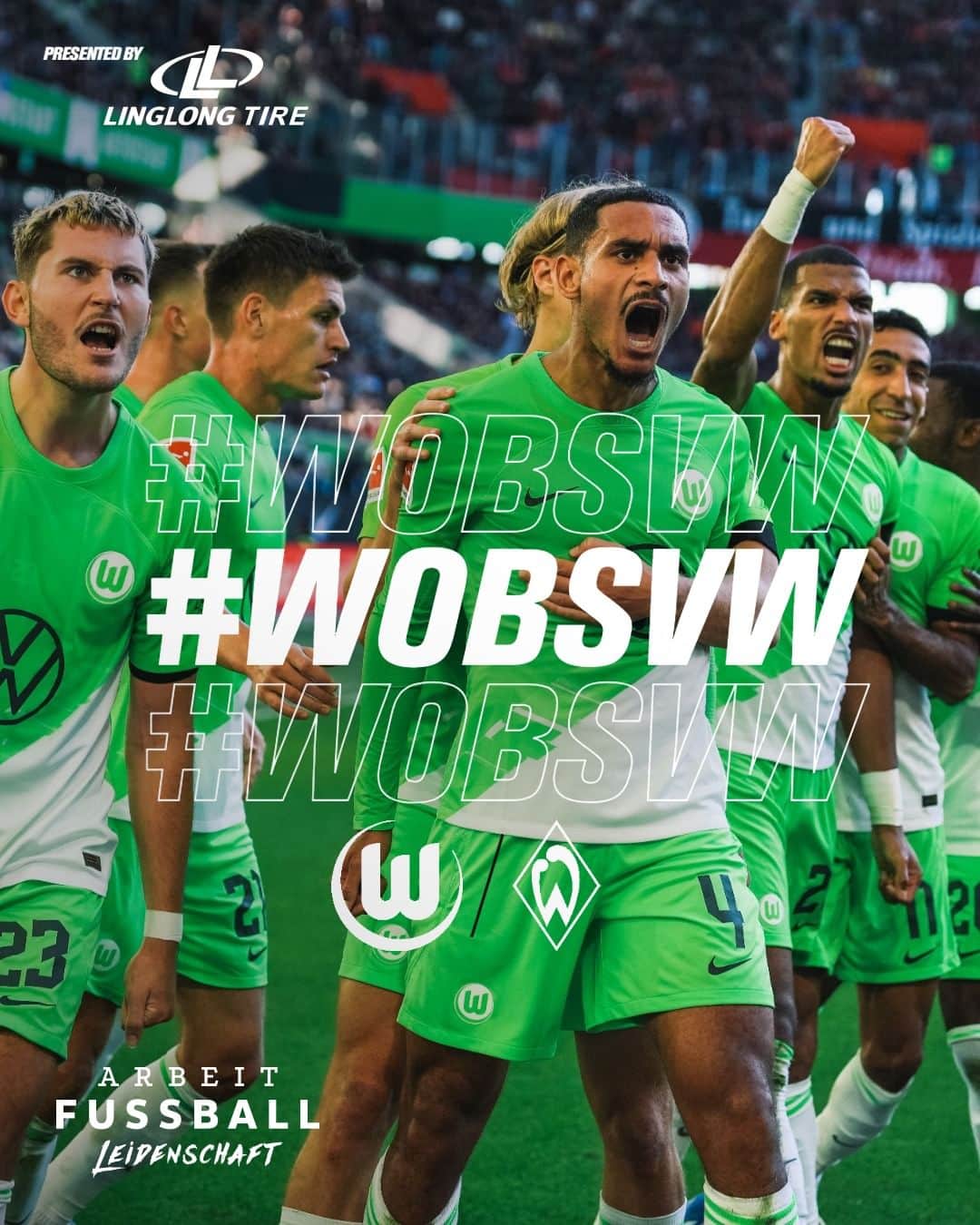 VfLヴォルフスブルクのインスタグラム：「🐺 H-E-I-M-S-P-I-E-L ! 🐺  ⚽️ @bundesliga  ⚔️ @werderbremen  ⏱ 15.30 Uhr 🏟 Volkswagen Arena 📺 @dazn_de  #️⃣ #wobsvw   #vflwolfsburg #arbeit #fussball #leidenschaft #immer_hungrig #immernurdu #bundesliga」