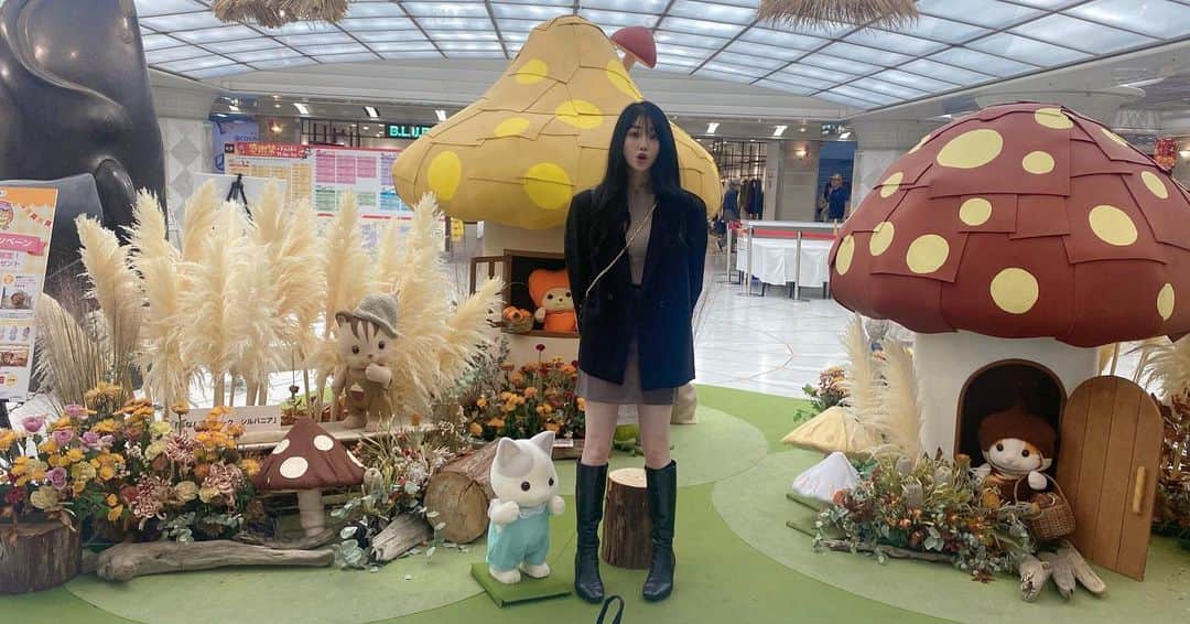 小寺真理のインスタグラム：「なんばウォークにシルバニアファミリーがいっぱいあって たみがてらやんちゃんほらほら！と写真撮ってくれました。 その後、前に置いてる鞄持とうとして転けかけてたのを 大笑いしながら写真撮ってた！許せん。  実は一年ぶり？くらいにあったけど 1週間に1回は連絡とってるからブランクなかったです。  とりあえず来月は会いましょうと言ったけど 来年になる気がする…😂」