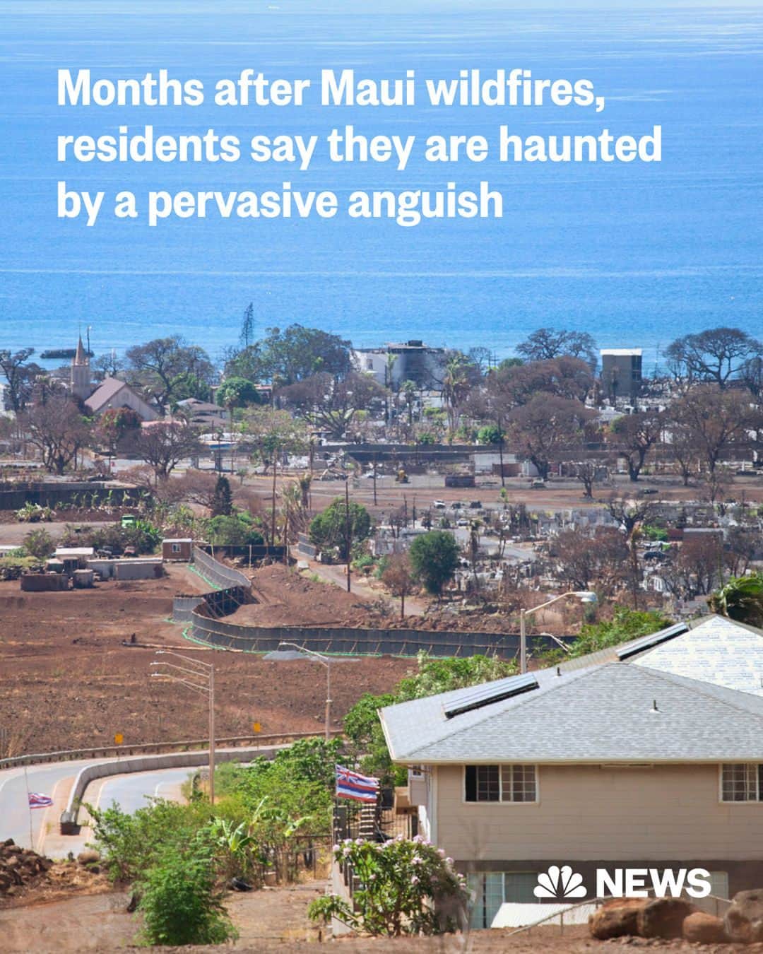 NBC Newsのインスタグラム：「Kekoa Lansford can’t shake the images of glowing skeletons in burning homes and charred bodies in cars.  More than two months after a ferocious wildfire burned his West Maui community to the ground, killing at least 97 people, Lansford and other survivors say the trauma is as real now as the day it sent hundreds of people fleeing for their lives as flames chewed through their neighborhoods and thick, black smoke filled the skies.  “You just keep moving until you have time to process,” Lansford said.   Some residents have reported trouble eating, sleeping, and experiencing nightmares.  Read more at the link in bio.  📷️ @mariehobro for @NBCNews」