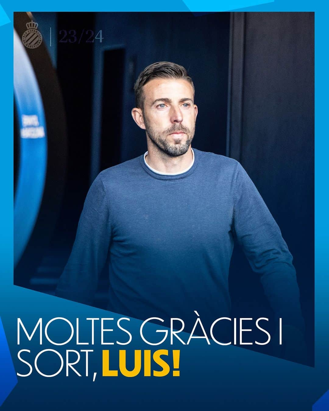 RCDエスパニョールのインスタグラム：「Luis García finalitza la seva etapa com a entrenador de l'#RCDE. ¡Gracias, por todo  y muchísima suerte! 🤍💙」