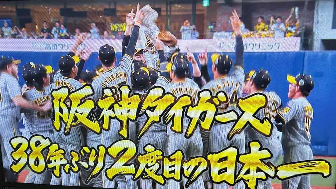 本並健治のインスタグラム：「まいど！ 阪神タイガースやったぜ〜‼️ 私が大学生以来の優勝🏅🏆 野球少年の私としては嬉しい限りです☺️ やっぱ。アレでしたね。  #阪神タイガース 優勝🏅 #私も野球選手になりたかった」