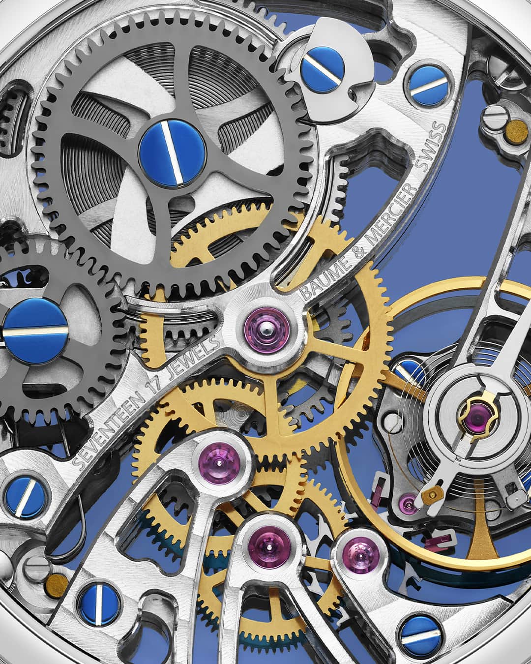 のインスタグラム：「Dive into the soul of time as we zoom in on the intricate heartbeat of the Classima Special Edition 10735. The skeletonized movement reveals the meticulous work of watchmakers. Each delicate detail speaks volumes about the dedication woven into every stitch of this horological timepiece.   A closer look, an intimate connection with the essence of time. -- Classima 10735 42 mm, Manual Skeleton Small seconds, Stainless steel case, Blue sapphire crystal dial, Fast Strap technology - Interchangeable strap system. -- #BaumeetMercier  #ShapingTime  #Classima  #DailyWatch  #Watches #Watch #InstaWatch #WatchOfTheDay #WatchesOfInstagram #WatchLover #WatchCollector #LuxuryWatch #InstaWatch #Style  #Elegant #WristWatch #Timepiece #WatchMaking  #InstaWatches」