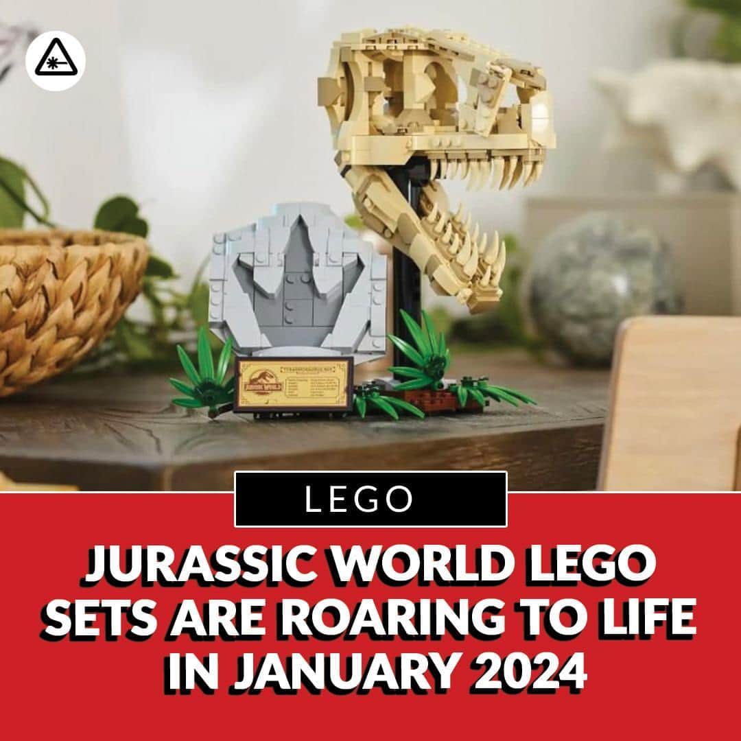 クリス・ハードウィックのインスタグラム：「Show off your dino love with these two new Jurassic World LEGO sets. First up is a Dinosaur Fossils: T. rex Skull LEGO set, which turns LEGOs into bones.  link in bio」