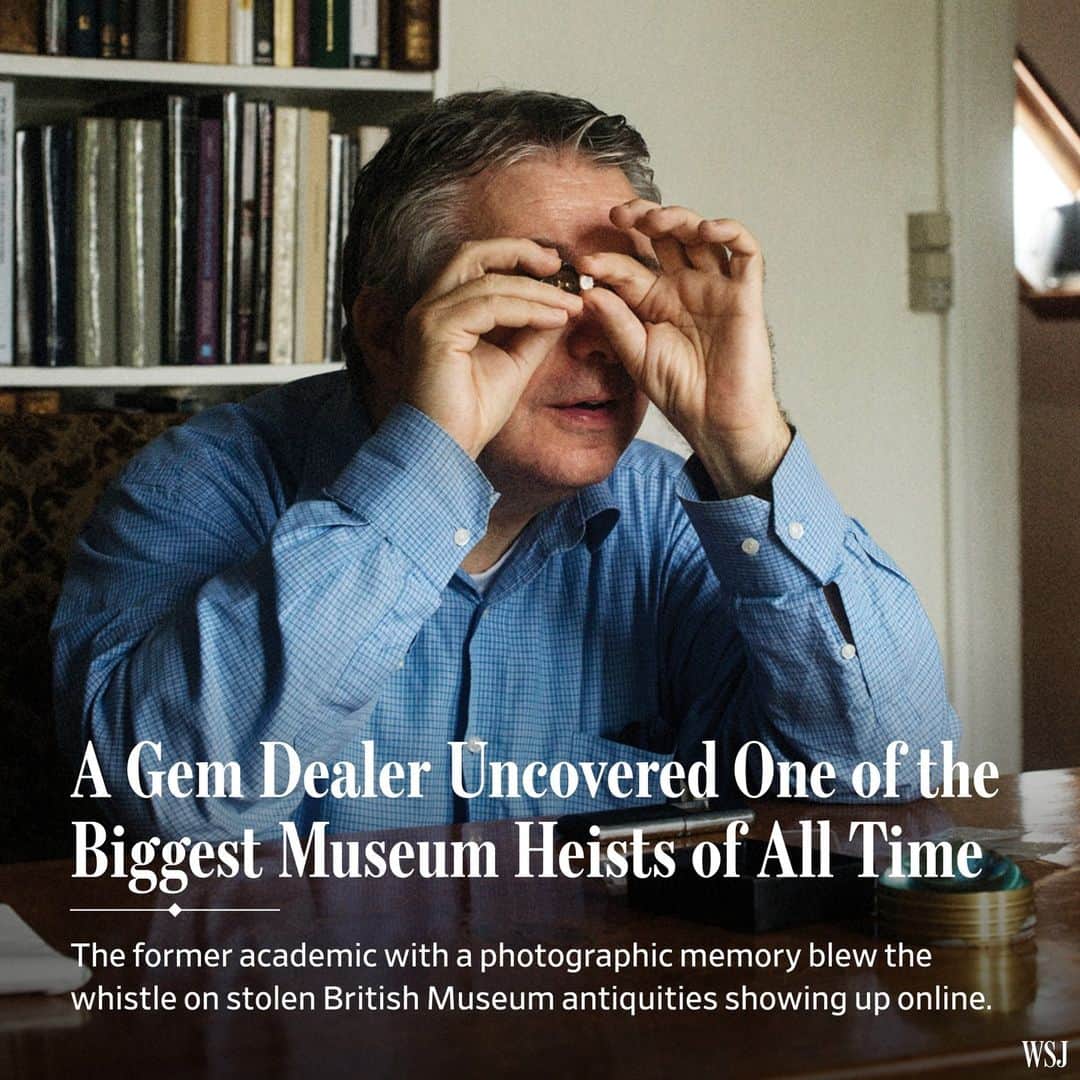 Wall Street Journalのインスタグラム：「Ittai Gradel, an academic–turned–gem dealer in Denmark, was trawling eBay a decade ago when he thought he had stumbled across a gold mine.⁠ ⁠ Gradel saw a seller advertising a glass gem from the 19th century. Gradel immediately recognized it as something much more valuable: an agate Roman Medusa cameo from the second century. He snapped it up for £15 plus postage, then turned around and sold it to a collector for a couple of thousand pounds.⁠ ⁠ In the following years, the same seller kept unearthing incredible finds at rock-bottom prices. Gradel inquired as to how he had come across these items. The seller said he had acquired them from his grandfather, who died in 1953. The oddly credible backstory left Gradel comfortable that he had encountered every dealer’s dream seller. ⁠ ⁠ Then, in 2016, the seller posted a piece on eBay by mistake. Intrigued by the item, Gradel screenshotted it. But the seller quickly removed it from the website and said that it actually belonged to his sister, who didn’t want to sell it. ⁠ ⁠ Gradel thought not much more about it. But in 2020, he came across an image on the British Museum’s website that showed the exact same item in its collection. Furthermore, the color photograph was recent. It suddenly dawned on Gradel: There was a thief in the British Museum. “And he was likely still within the walls,” he says.⁠ ⁠ So began an antiques whodunit that has shaken the premise behind the museum’s most important reason for existing: that it is the best place to safely house some of the world’s greatest treasures. ⁠ ⁠ Read more at the link in our bio. ⁠ ⁠ 📷: @felixodell for @wsjmag」