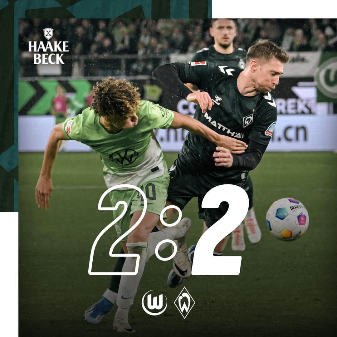 のインスタグラム：「Am Ende nehmen wir einen Punkt mit zurück nach Bremen 💚  ____ #werder #bremen #svw #llgw #wobsvw」