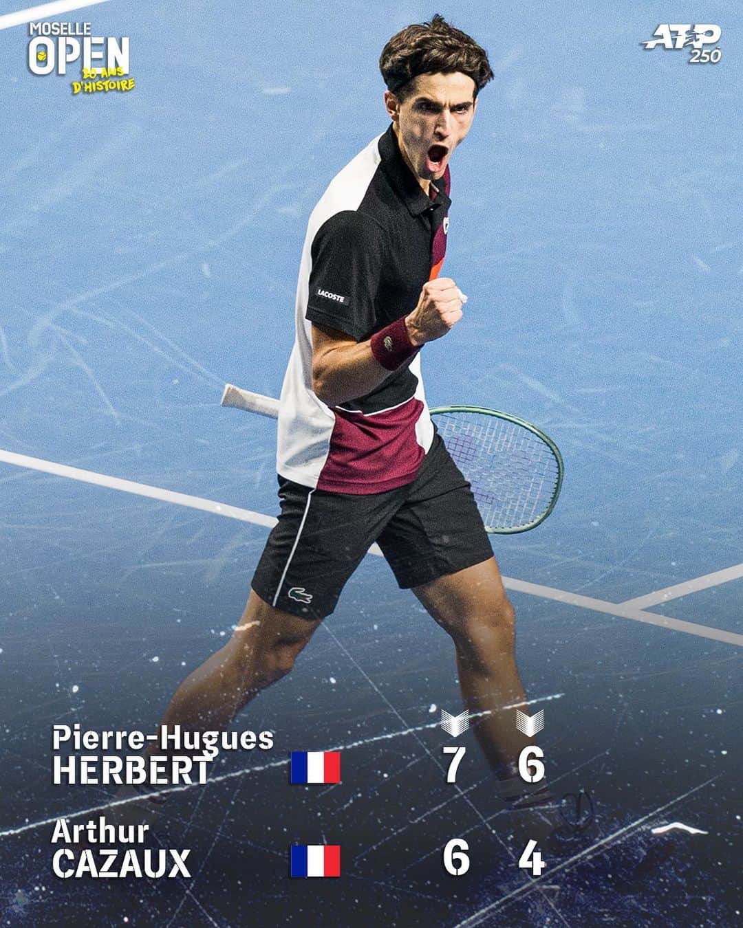 ピエール＝ユーグ・エルベールのインスタグラム：「@pierrehuguesherbert is moving to the 2nd round and will face Alex De Minaur (2) 🤯  🎥 @tennistv | @atptour」