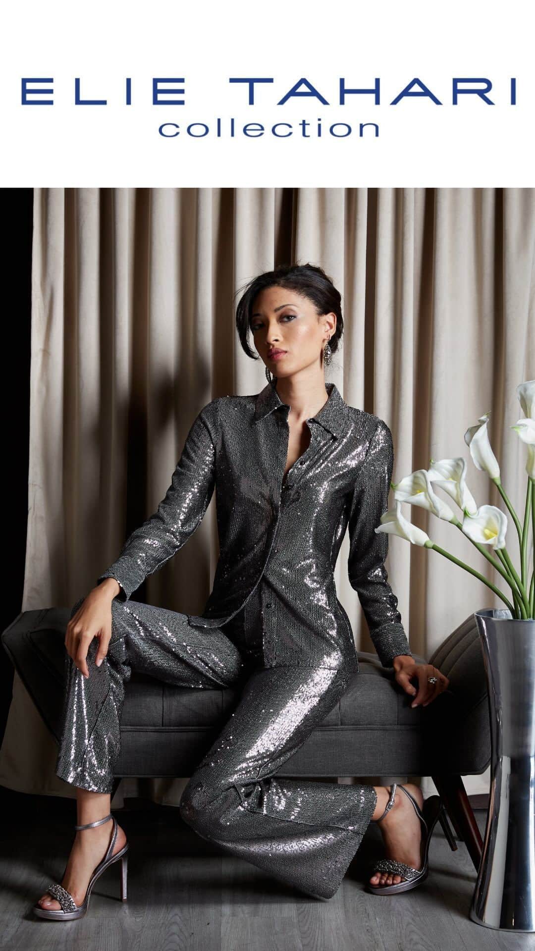 エリータハリのインスタグラム：「🌟✨ Get Ready with the the dazzling @aqua as she gets ready to sparkle and shine in our sequin button down shirt and sequin pant! ✨🌟」