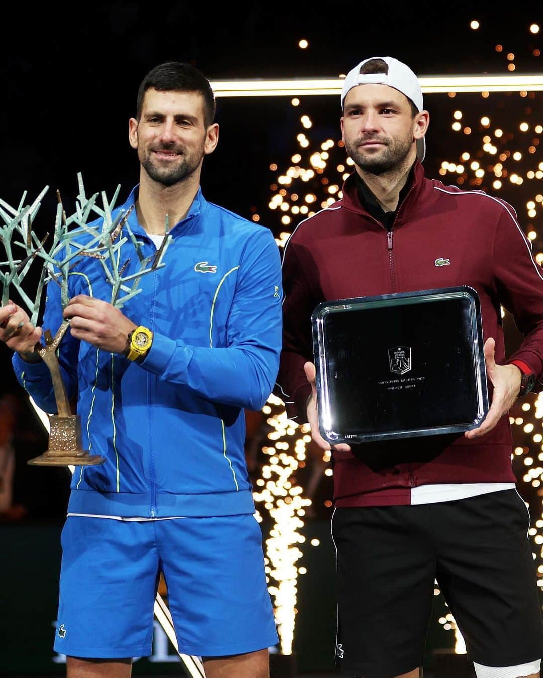 ATP World Tourのインスタグラム：「@djokernole 🤝 @grigordimitrov   A phenomenal week for them both! 👏  @rolexparismasters | #RolexParisMasters」