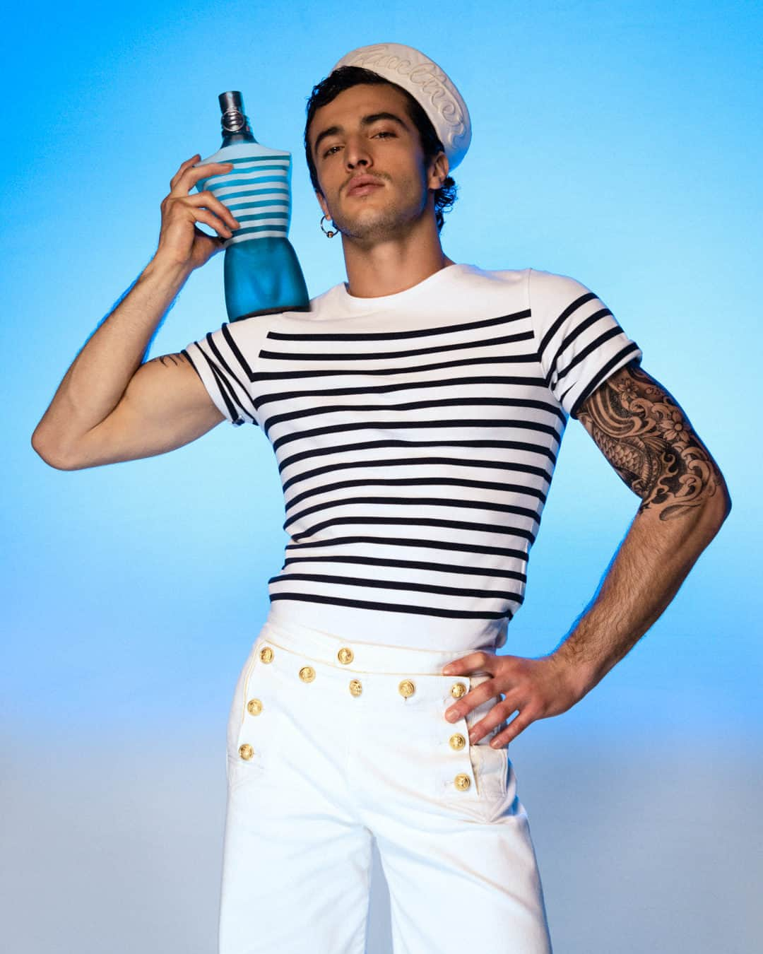 ジャンポール・ゴルチエのインスタグラム：「Stripes no one else can match. ​ #LeMale #JeanPaulGaultier #WelcomeOnBoard​」