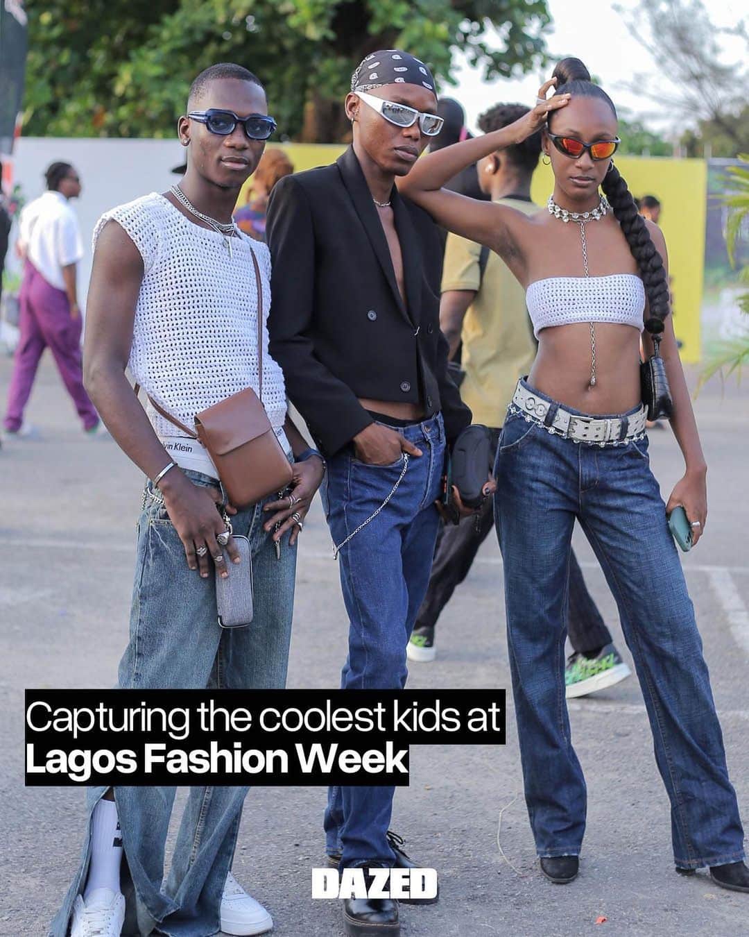 Dazed Magazineのインスタグラム：「As the ancient proverb [probably] goes, it’s always fashion week somewhere, and this weekend, it was the turn of Lagos, Nigeria to throw its biannual event for SS24.⁠ ⁠ Photographer @adedamola_op headed to the SS24 edition to document what people were wearing on the front row and beyond 💥⁠ ⁠ Tap the link in bio to see more 🔗⁠ ⁠ 📸 @adedamola_op⁠ ⁠ #DazedFashion⁠」