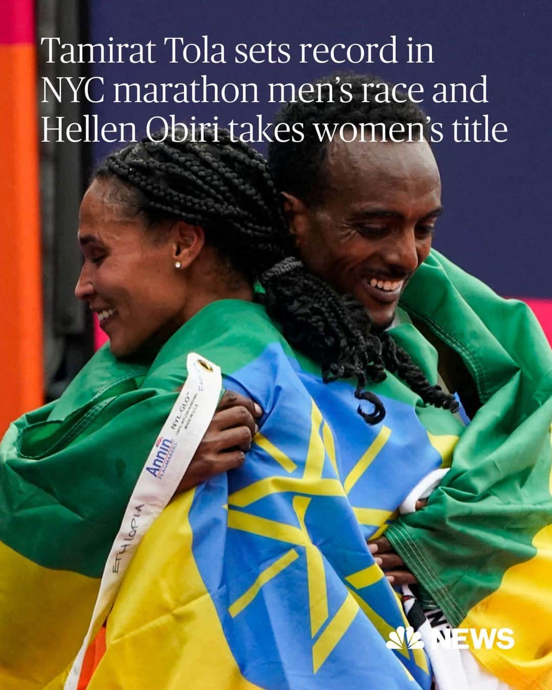NBC Newsのインスタグラム：「Tamirat Tola of Ethiopia set a course record to win the New York City Marathon men’s race on Sunday while Hellen Obiri of Kenya pulled away in the final 400 meters to take the women’s title.  Marcel Hug won the men’s wheelchair race, the Swiss star’s record-extending sixth NYC Marathon victory.  Catherine Debrunner of Switzerland won her New York debut, shattering the course record in the women’s wheelchair race.   “It’s difficult to describe in words. I said to my coach if I win this race, it’s the best performance I ever showed,” she said. “Knew it’s the toughest marathon of all. It was the first time. I knew it was going to be so tough.”  Read more at the link in bio.」