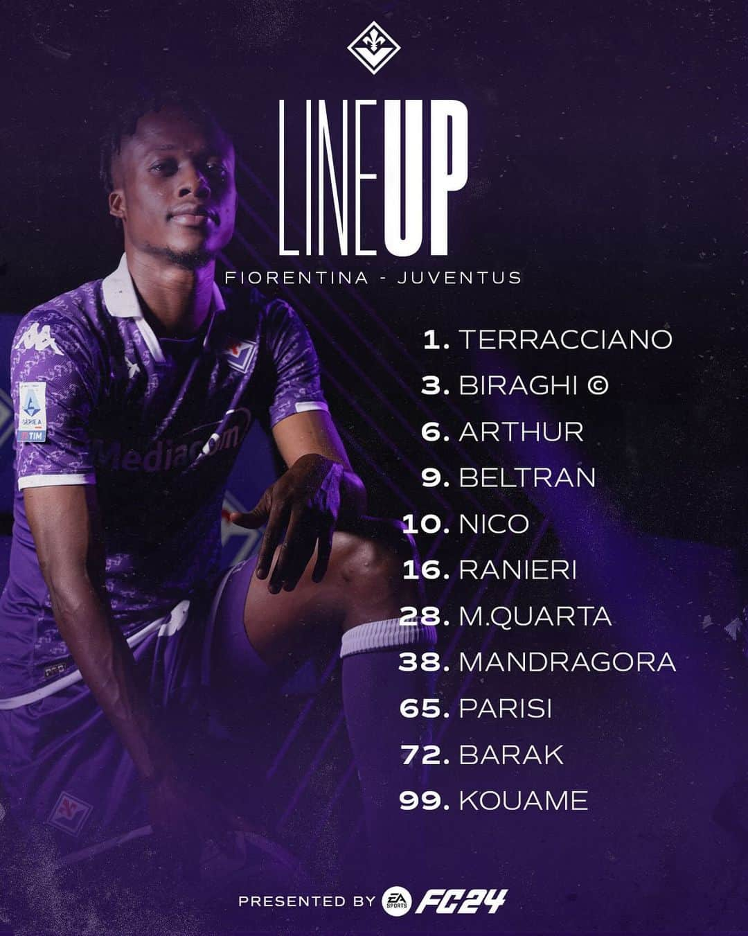 ACFフィオレンティーナさんのインスタグラム写真 - (ACFフィオレンティーナInstagram)「Our starting XI to face Juventus⚜️ Il nostro XI contro la Juventus⚜️ Powered by @easportsfcit   #ForzaViola💜 #forzaviola #fiorentina #fiorentinajuventus #seriea」11月6日 3時42分 - acffiorentina