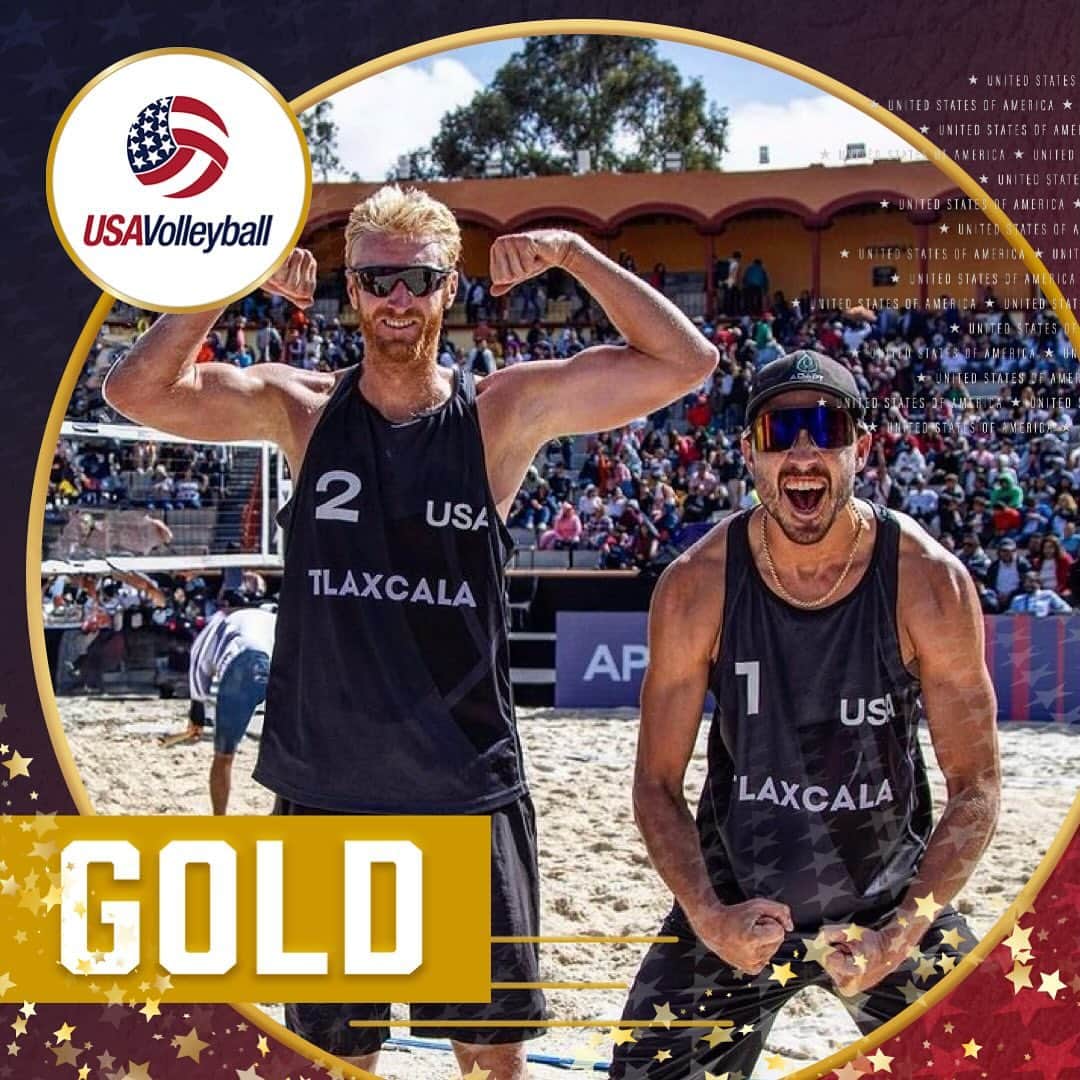 USA Volleyballのインスタグラム：「GOLD! 🥇🇺🇸  Miles Evans and Chase Budinger are number one at BPT Challenge Haikou! The duo knocked off fellow U.S. pairs Tri Bourne/Chaim Schalk 2-0 in the semis and Trevor Crabb/Theo Brunner in the final 2-0 to earn the top step on the podium.」