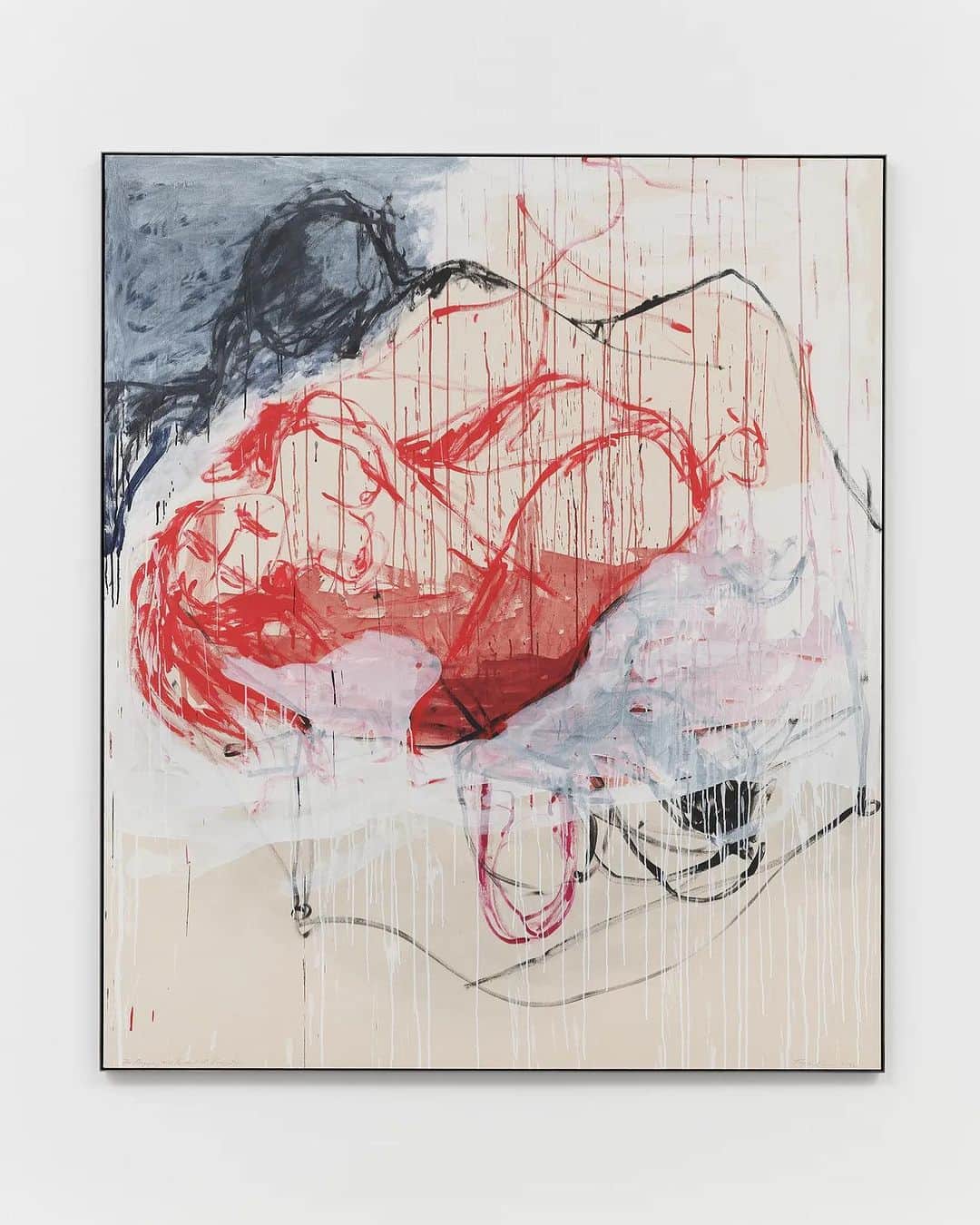 サンドラ・バーンハードのインスタグラム：「You cannot miss @traceyeminstudio show here in NYC putting it all on the line unapologetically as always this painting The Beginning And The End Of Everything is a sample of her latest work @whitecube go immediately!」
