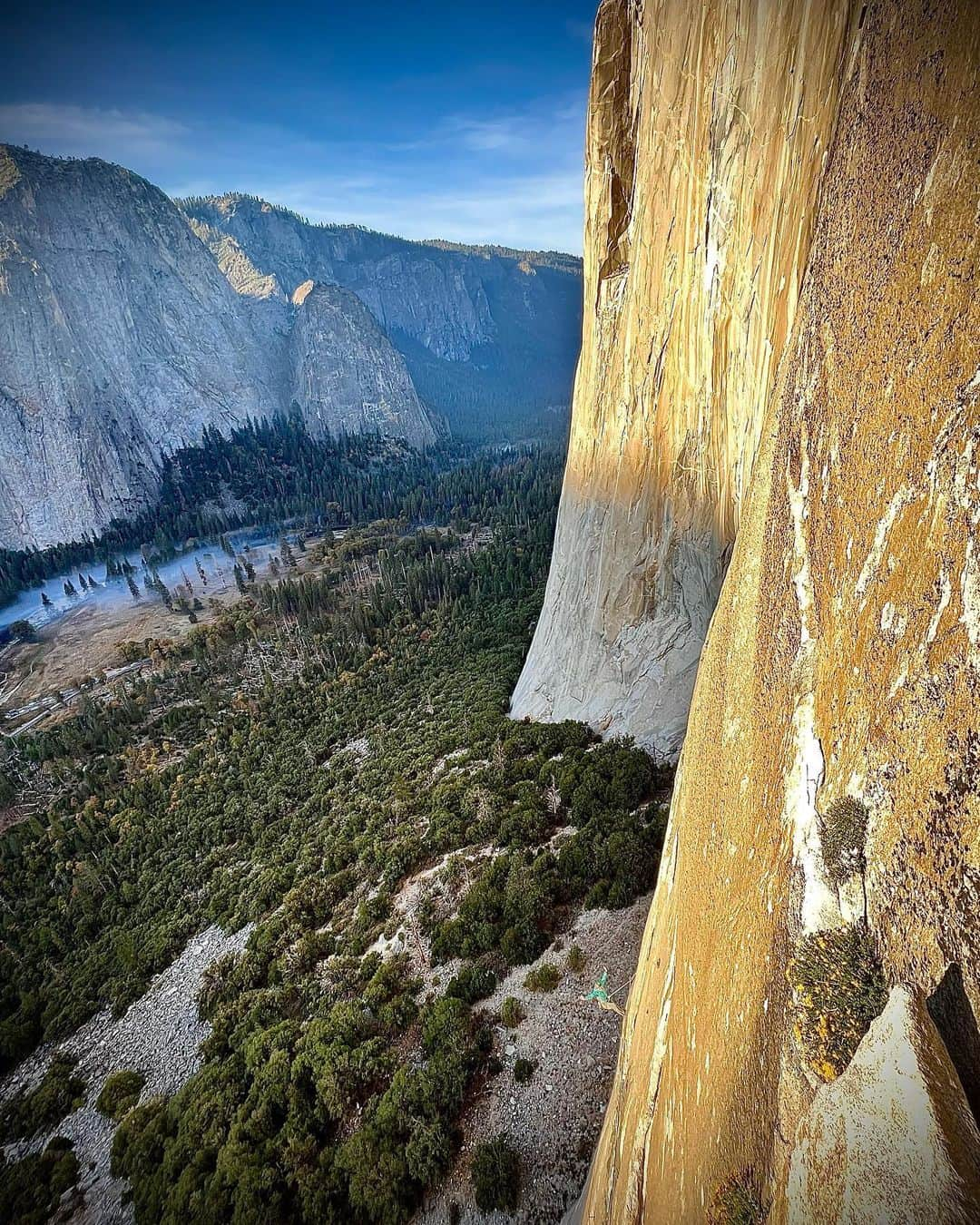 ヘイゼル・フィンドレーさんのインスタグラム写真 - (ヘイゼル・フィンドレーInstagram)「Spot the climber!   Since being in Yosemite Valley we’ve been working on El Niño via the Pineapple Express variation - a 26 pitch, 5.13 free route up 1000m-high El Capitan. The first few pitches are some of the hardest on the route, so we’ve practised them and we’ve also pre-hauled 7-days worth of supplies part way up the wall.   It’s hard to explain how challenging free climbing (or even just climbing) El Cap is. If you drop your focus for a minute, it won’t happen. And that’s not just when you’re climbing, but also when planning, preparing and resting. Pretty much the whole period of time from when you pick the goal to the moment you complete it, you need to be on top of things. Small things like having bad skin, the wrong shoes, not eating or drinking enough, climbing in poor conditions… all these things matter and could make the difference between success and failure. And there aren’t really second chances. When a climb takes 7 days and most of your trip’s energy to complete, it’s unlikely that you’ll return until next season (if at all).   All that to say that it’s a real mental challenge to stay on top of all that and also take things lightly enough to have fun and stay relaxed enough to climb well. But with all big challenges there’s a lot to learn and a lot to enjoy (even 5th time around).   Photo @anguskille @blackdiamond @lasportivana @lasportivagram」11月6日 7時40分 - hazel_findlay